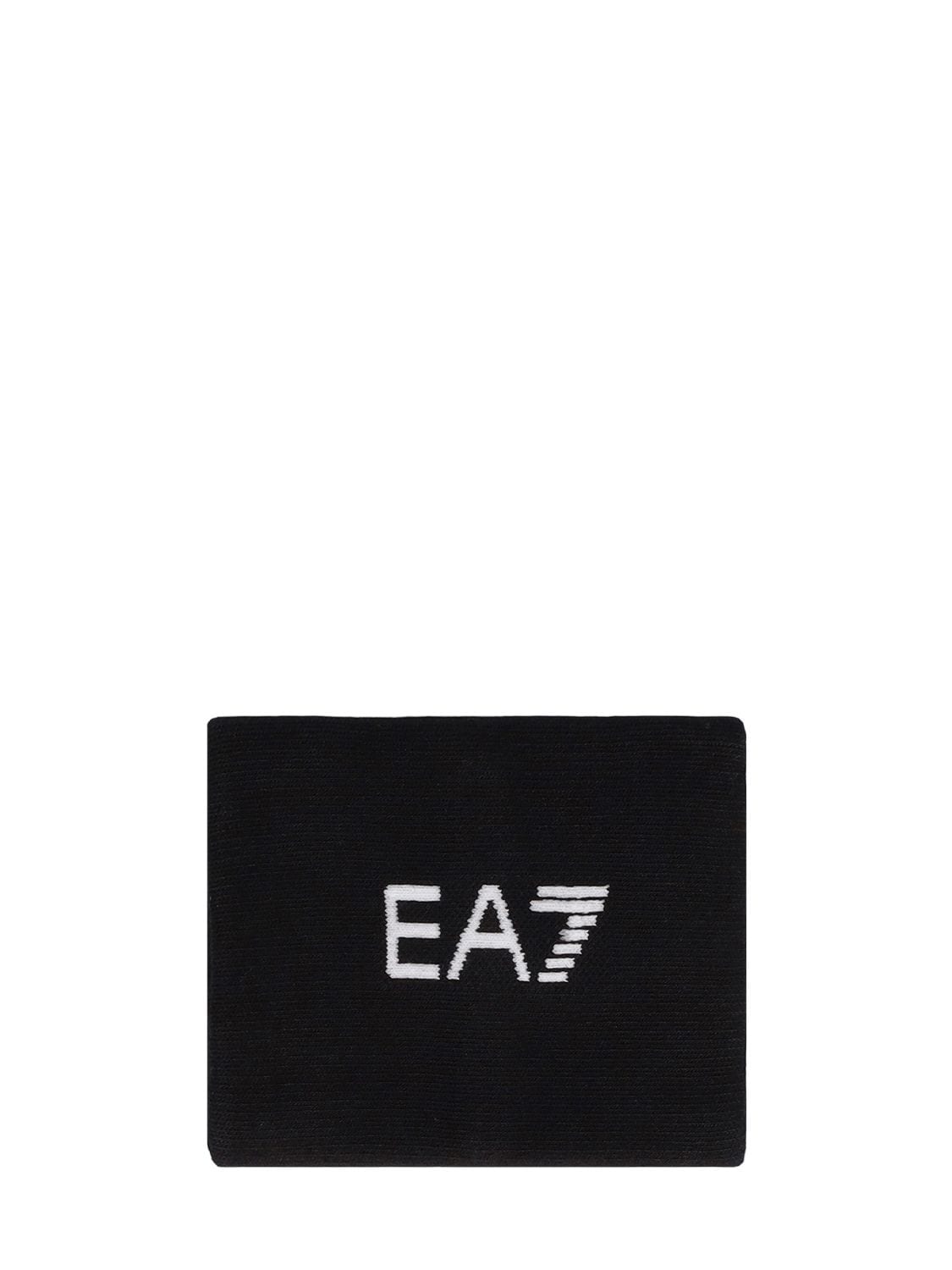 Ea7 Tennis Pro Cotton Blend Wristband In Black