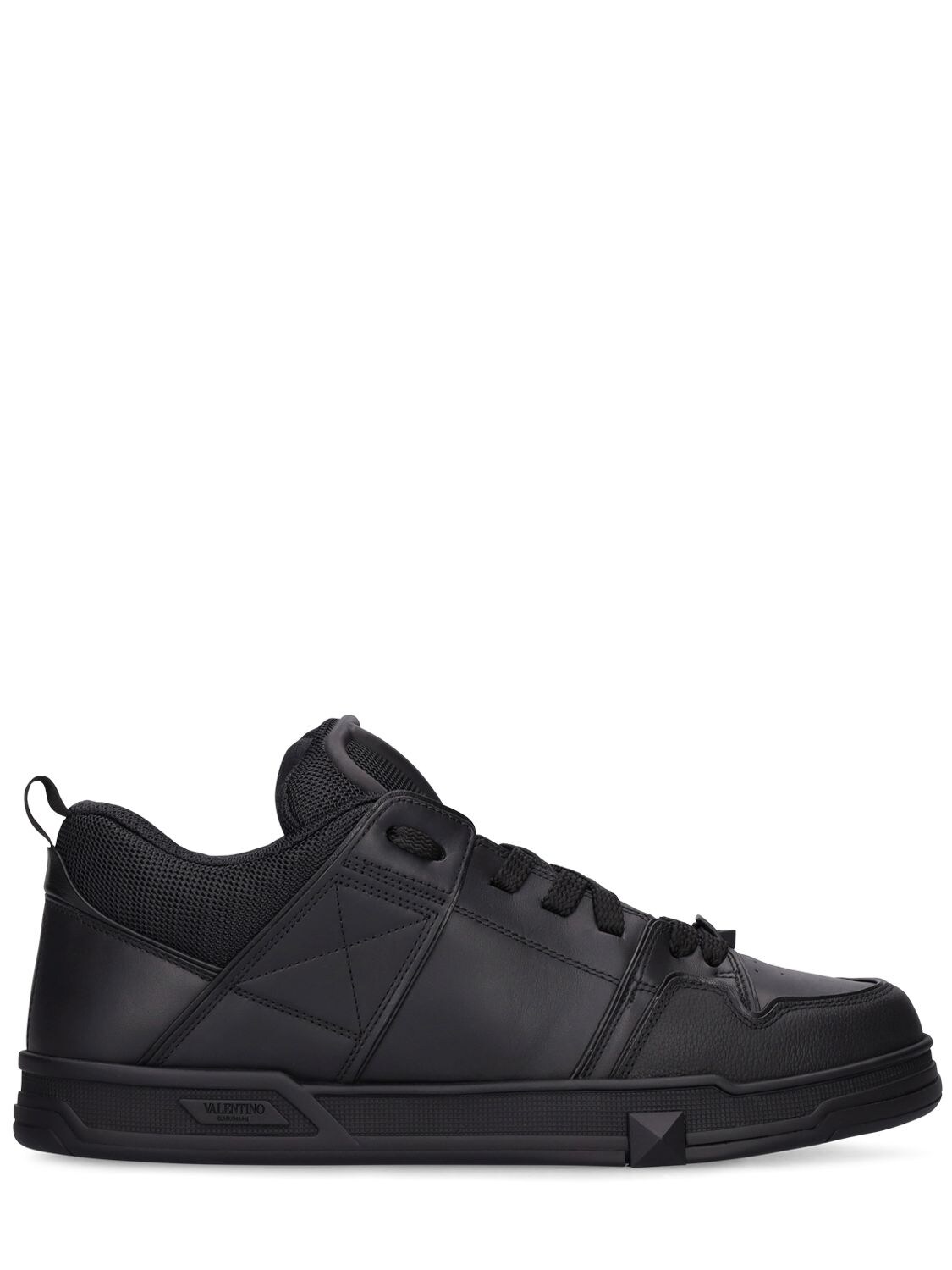 Shop Valentino Garavani Open Skate Calfskin and Fabric Sneakers