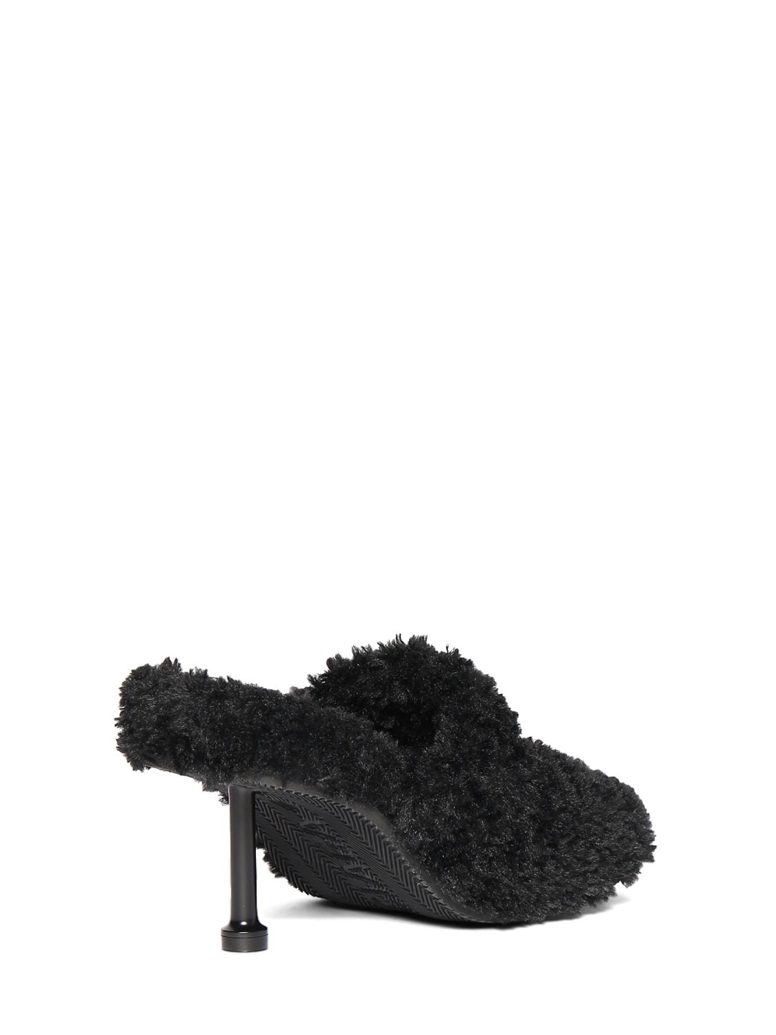 Shop Balenciaga 80mm Furry Faux Shearling Mules In Black,white