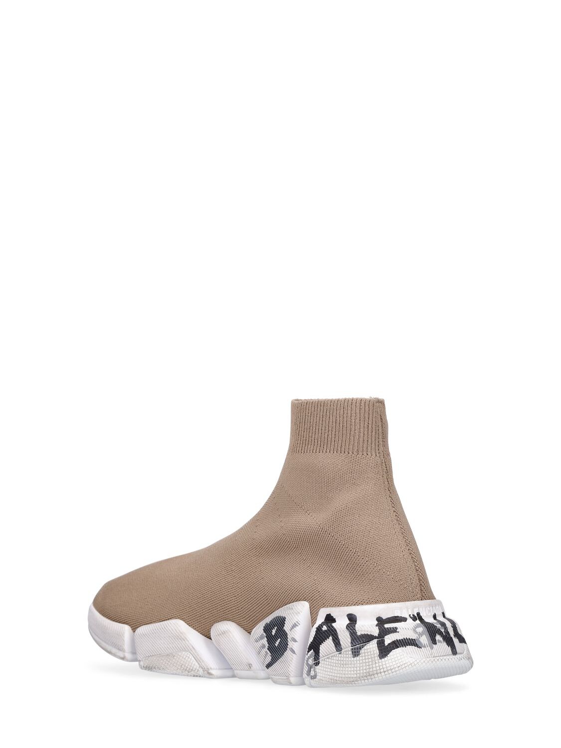 Shop Balenciaga 30mm Speed 2.0 Lt Knit Sneakers In Dark Beige