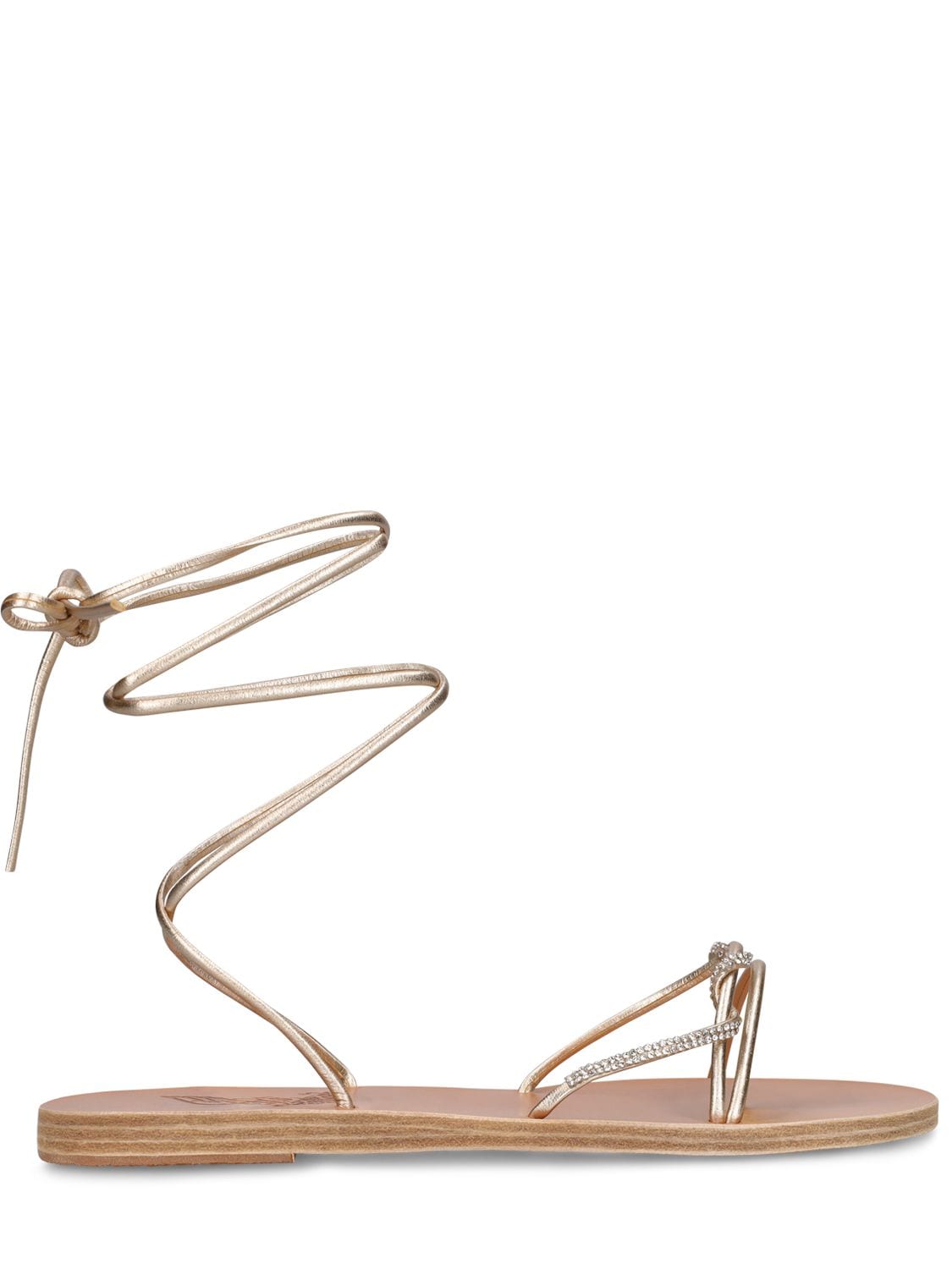 Ancient Greek Sandals 10mm Treli Leather Flats In Platinum