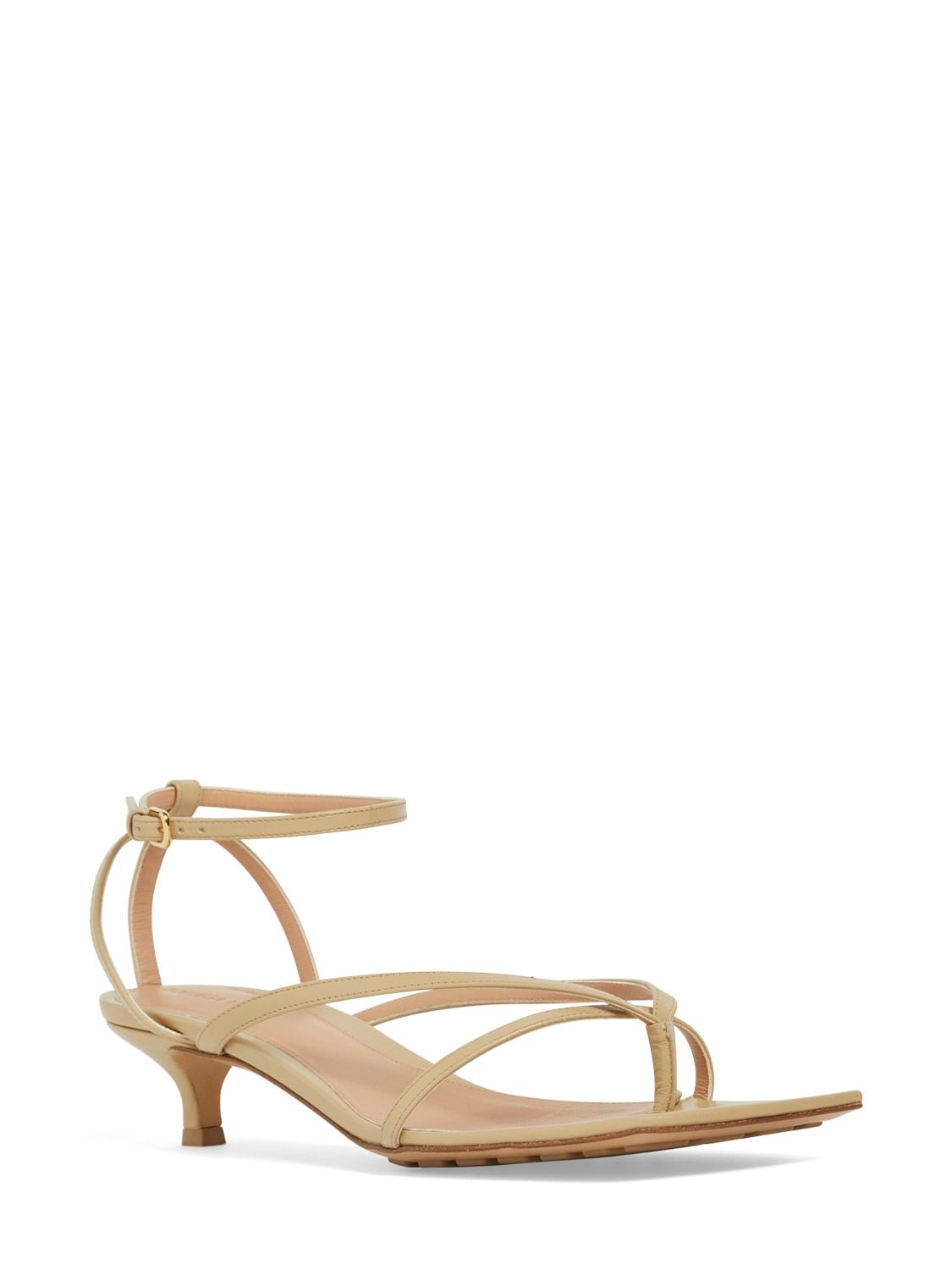 Shop Bottega Veneta 45mm Stretch Leather Sandals In Cane Sugar