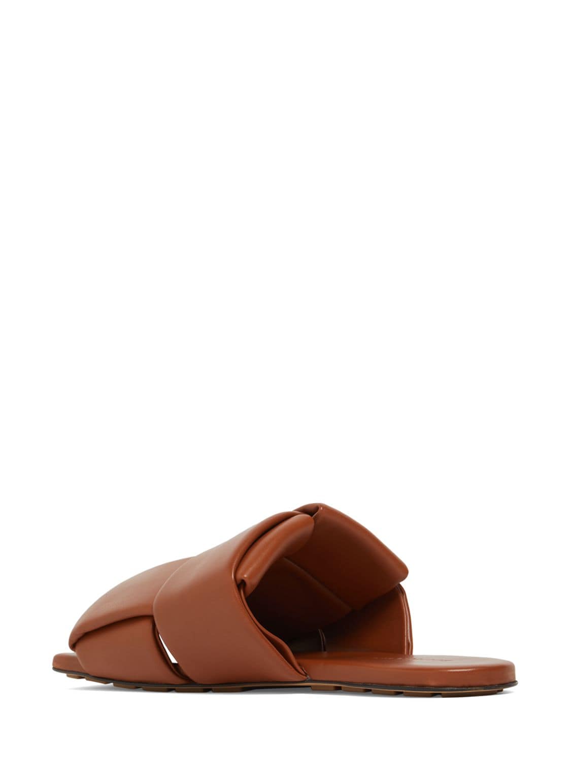 Shop Bottega Veneta 10mm Patch Leather Flat Sandals In Caramel