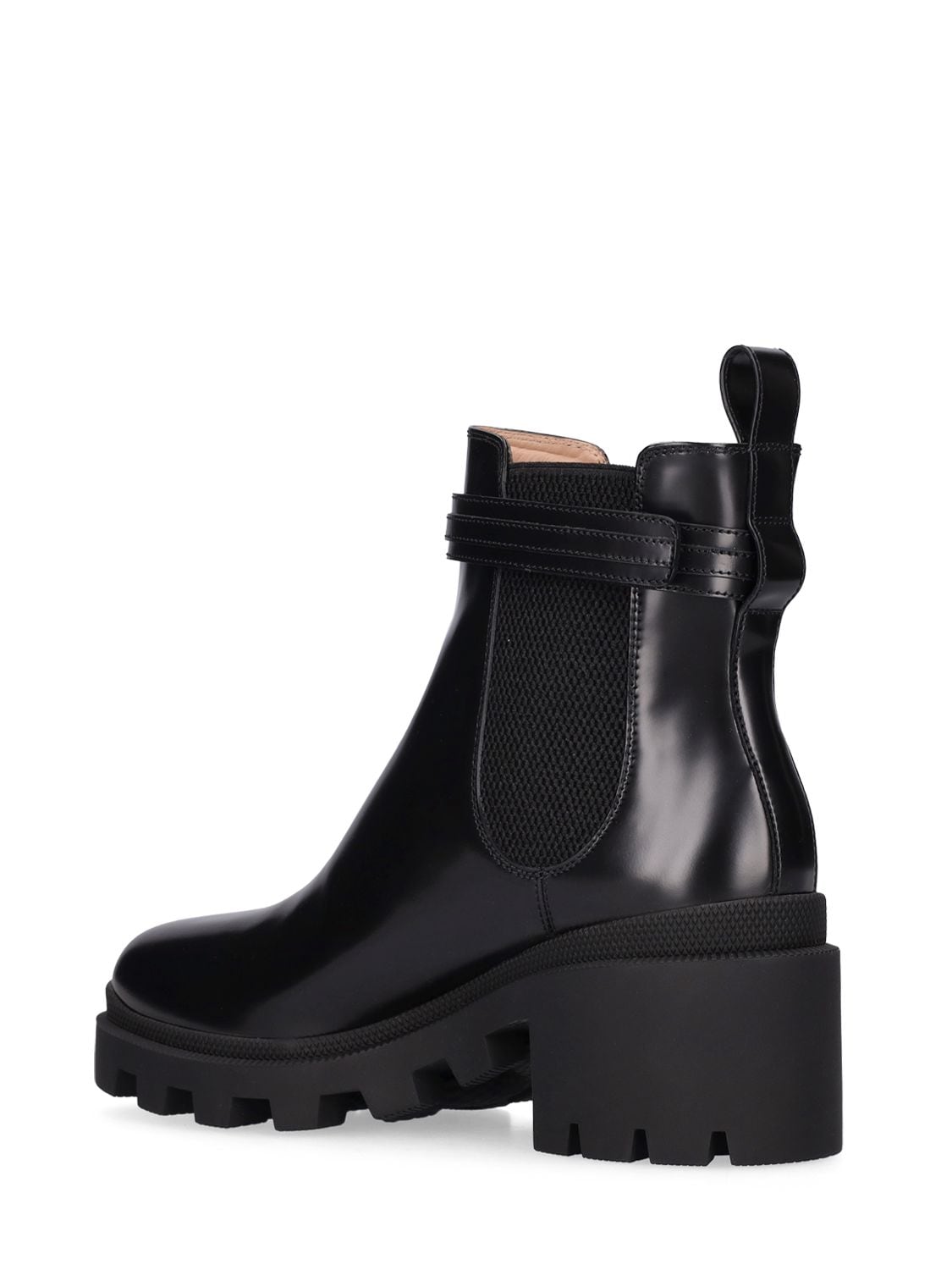 Shop Gucci 50mm Trip Leather Chelsea Boots In Black