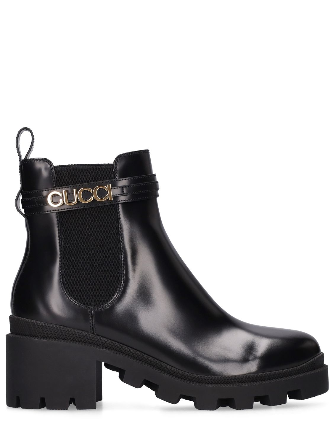 Gucci 50mm Trip Leather Chelsea Boots In Black