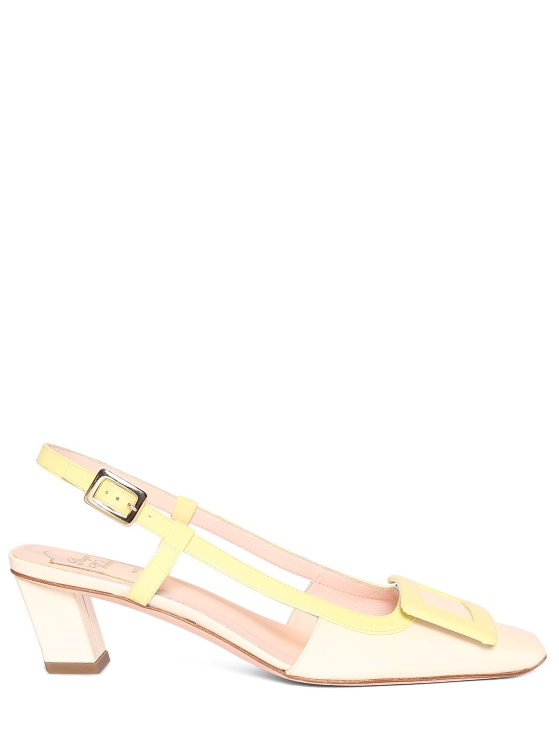 Roger Vivier 45mm Belle Vivier Patent Slingback In White,yellow