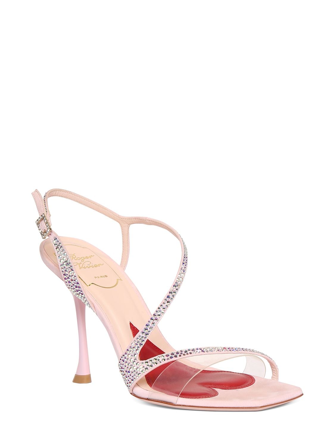 Shop Roger Vivier 100mm I Love Vivier Crystal Sandals In Light Pink