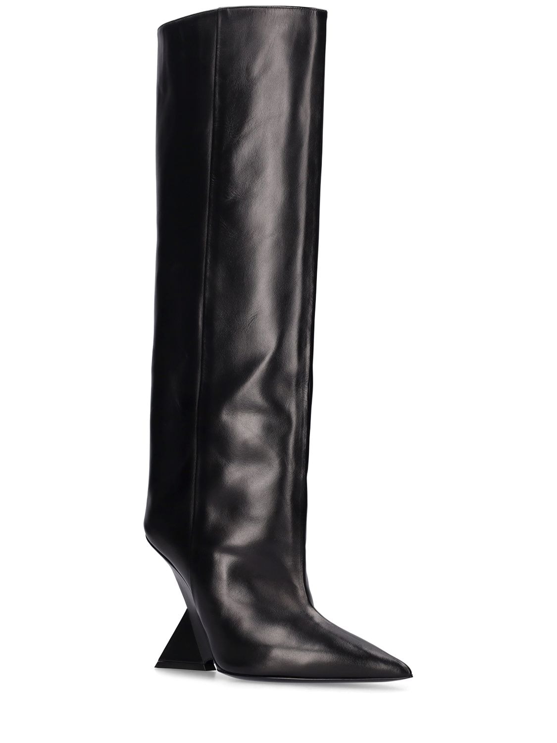 Shop Attico 105mm Cheope Leather Tall Boots In Black