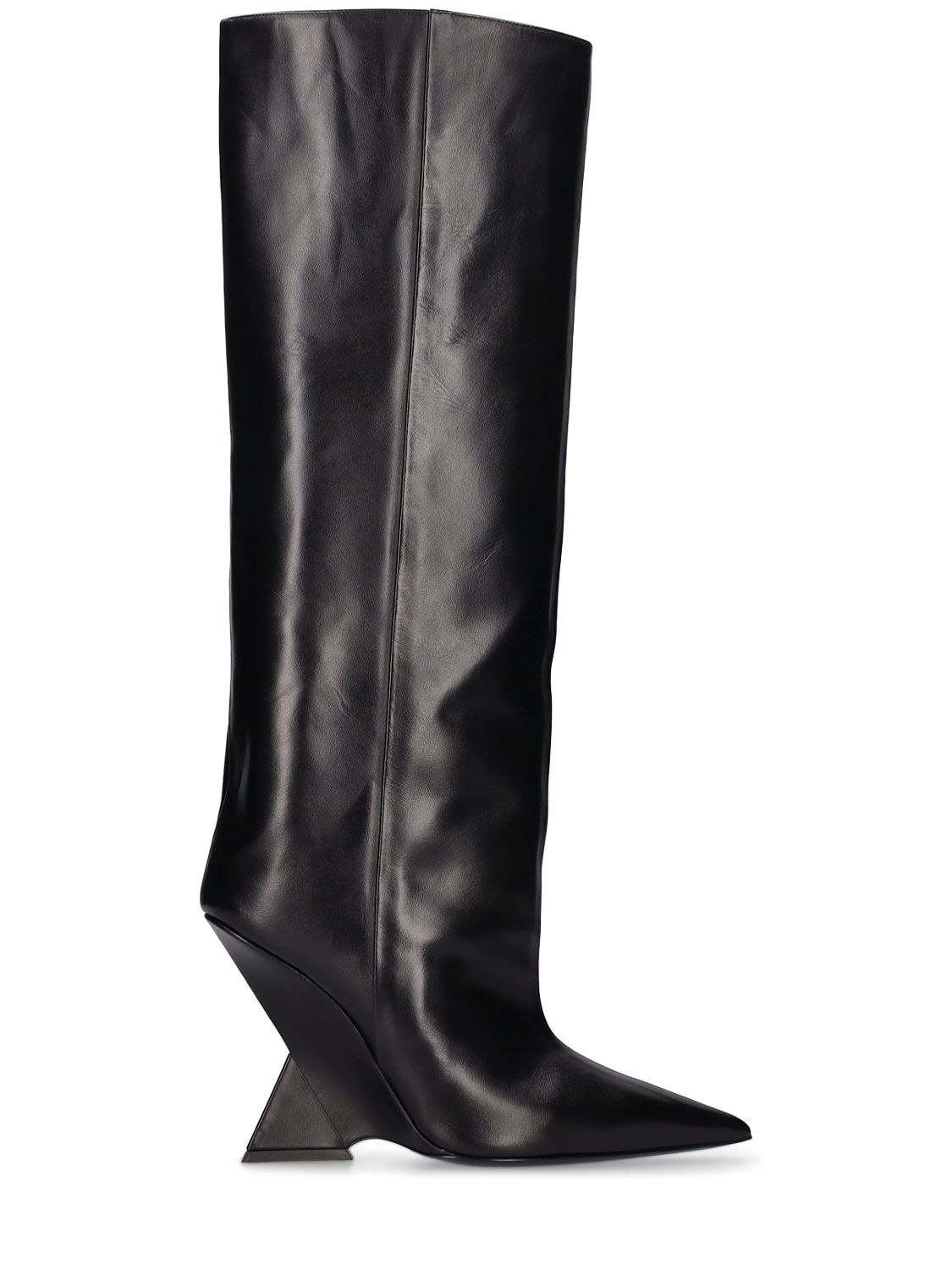 Shop Attico 105mm Cheope Leather Tall Boots In Black