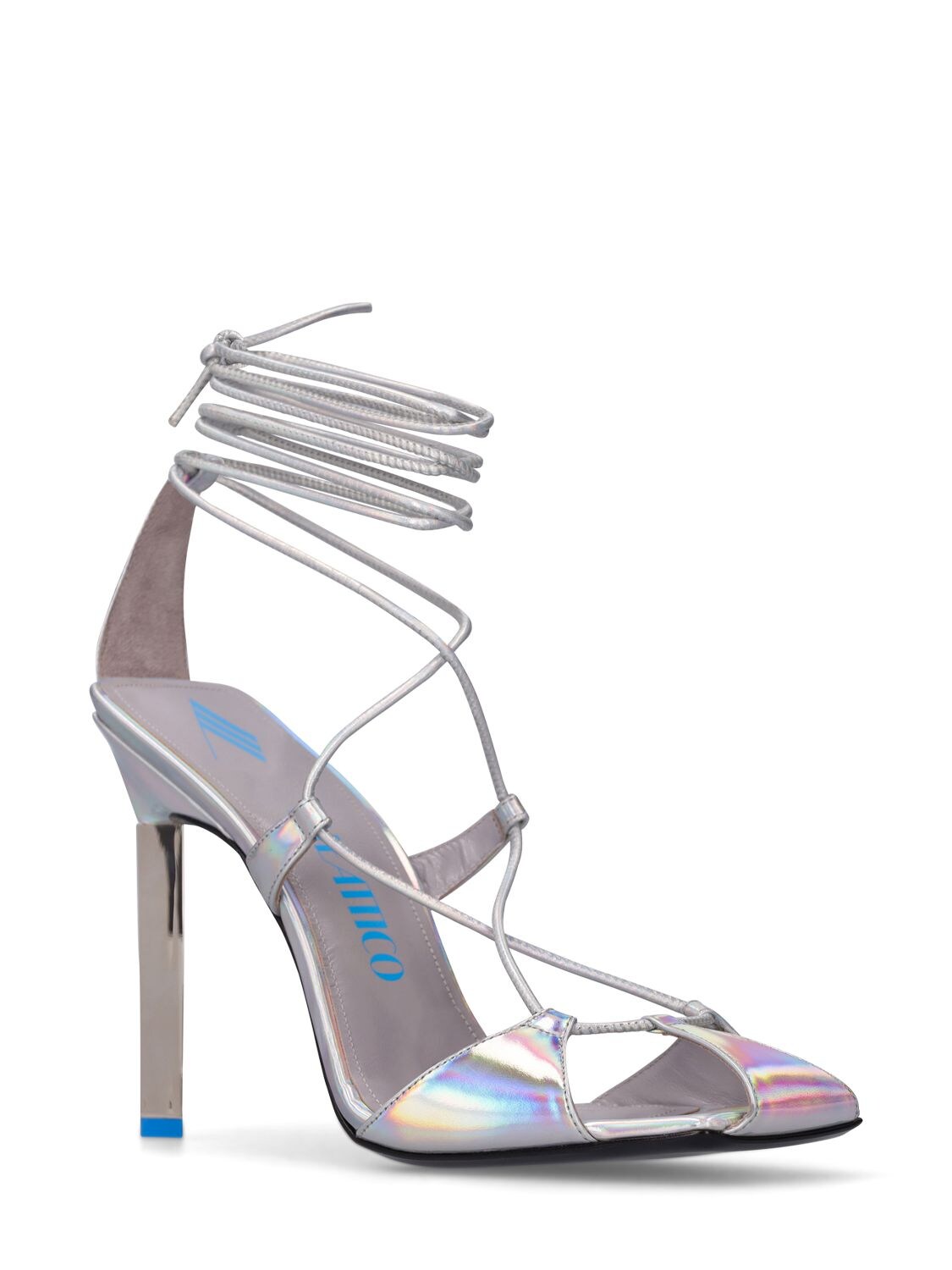 Shop Attico 105mm Adele Laminated Leather Pumps In Silver