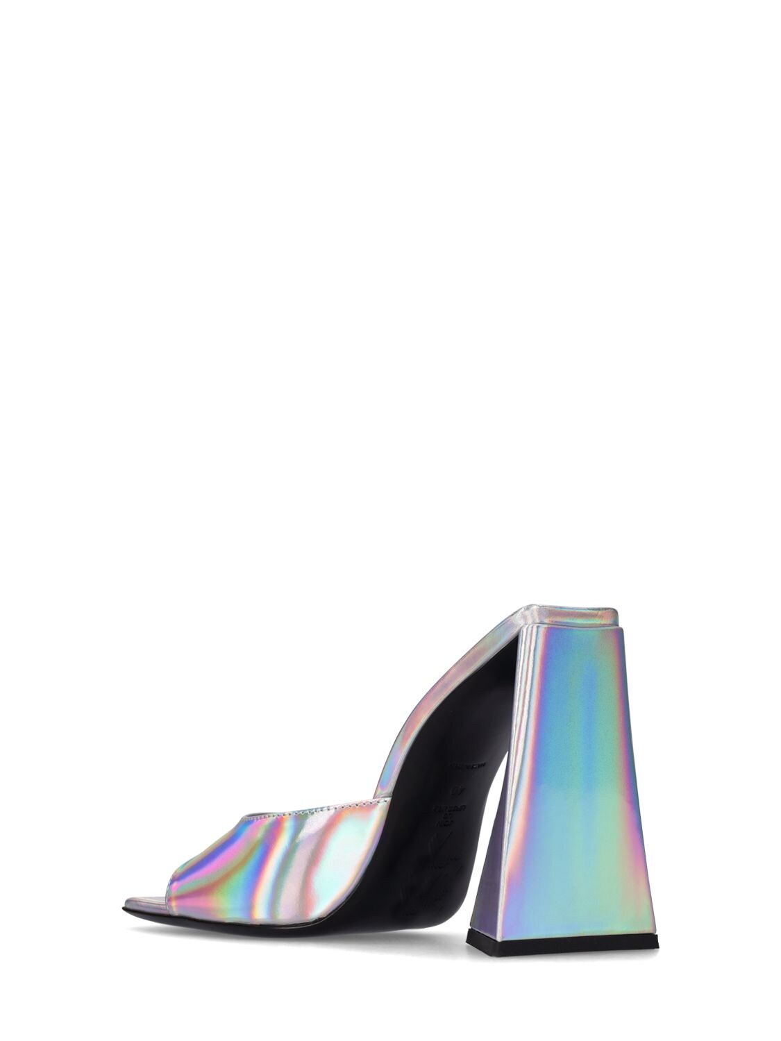 Attico Silver Devon Holographic Mules With Sculpted Heel In Silver