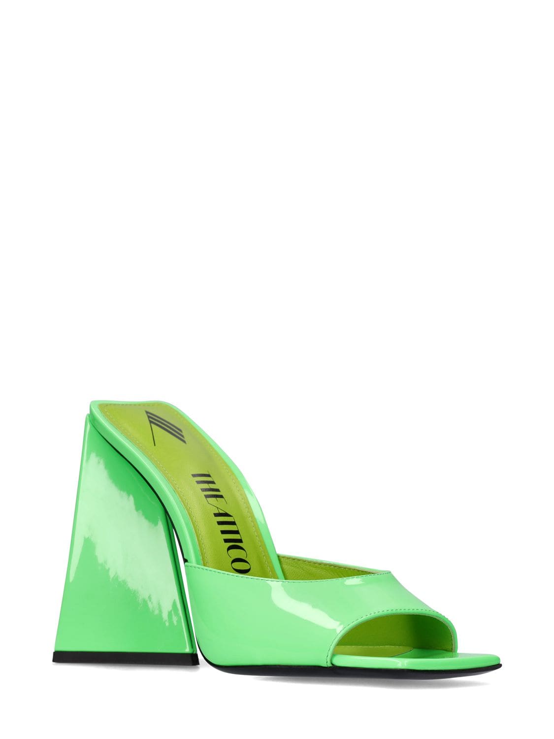 Shop Attico 115mm Devon Patent Leather Mules In Neon Green