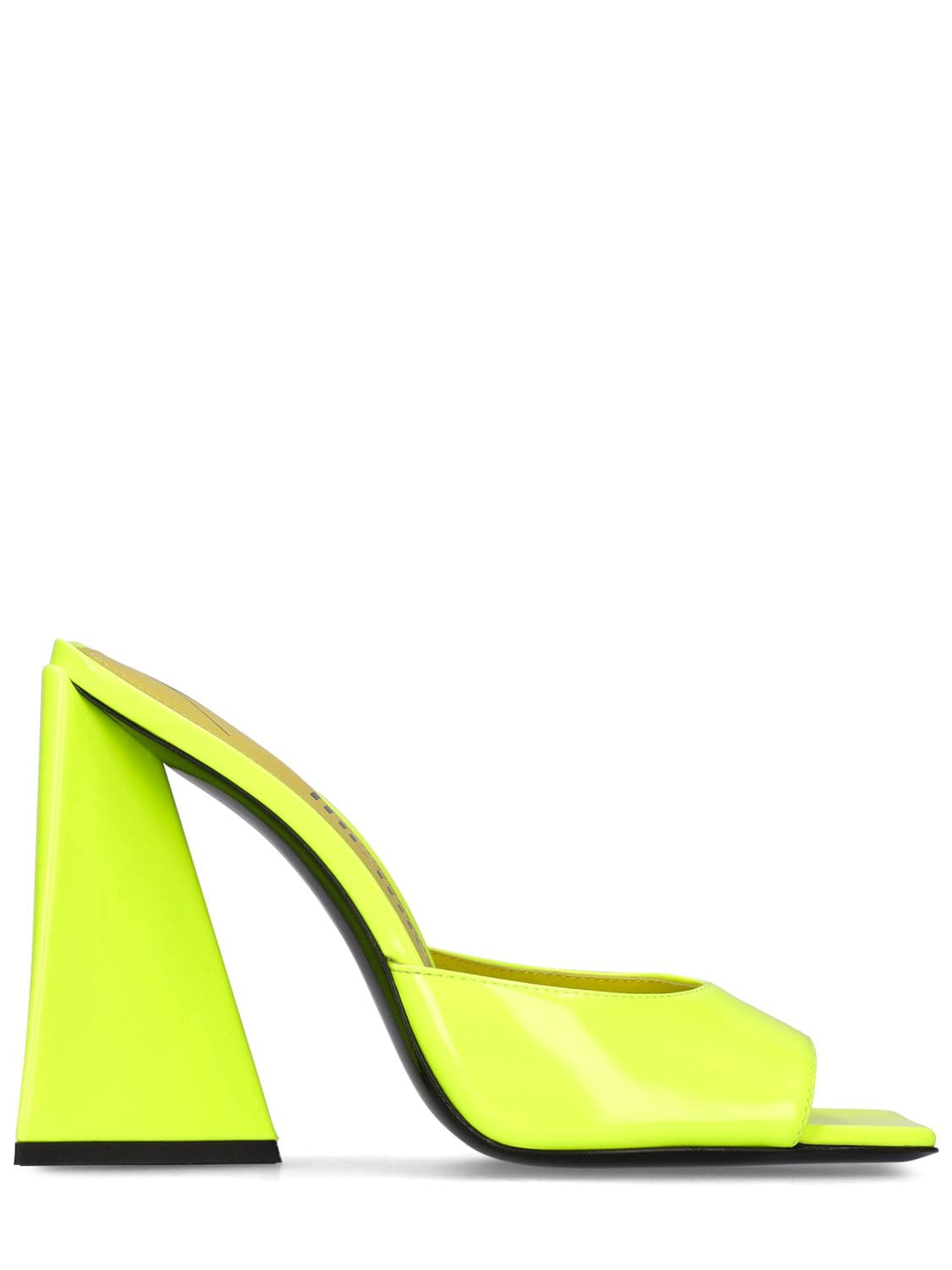 Shop Attico 115mm Devon Faux Patent Leather Mules In Neon Yellow