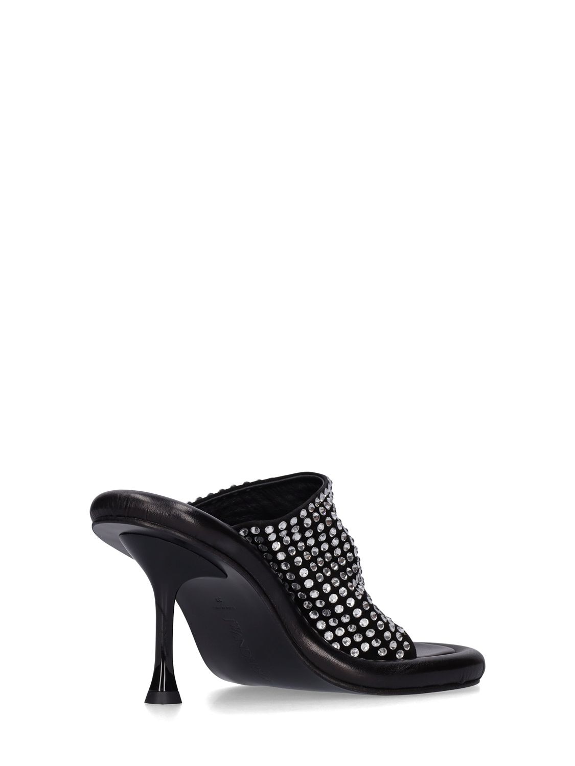 Shop Jw Anderson 90mm Bumper Leather & Crystal Mules In Black