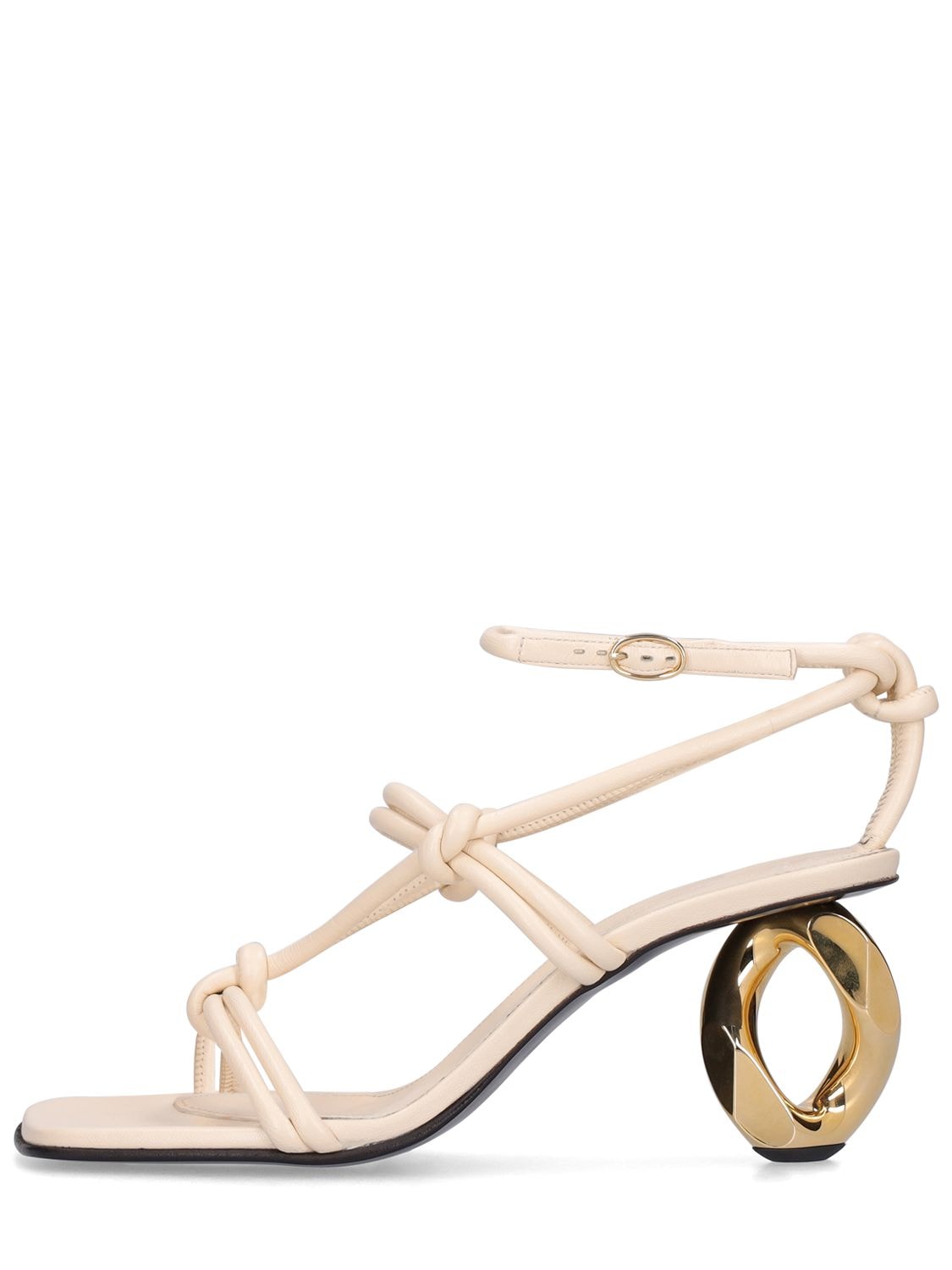 Jw Anderson 75mm Leather Chain Heel Sandals In Cream