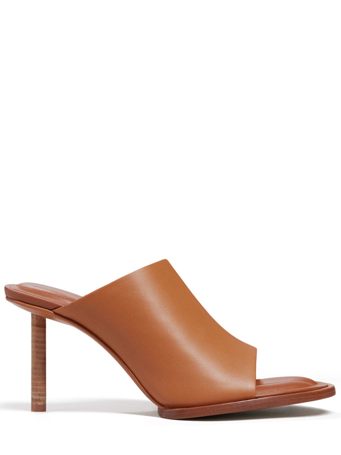 Jacquemus Asymmetric 75mm Mules In Tan