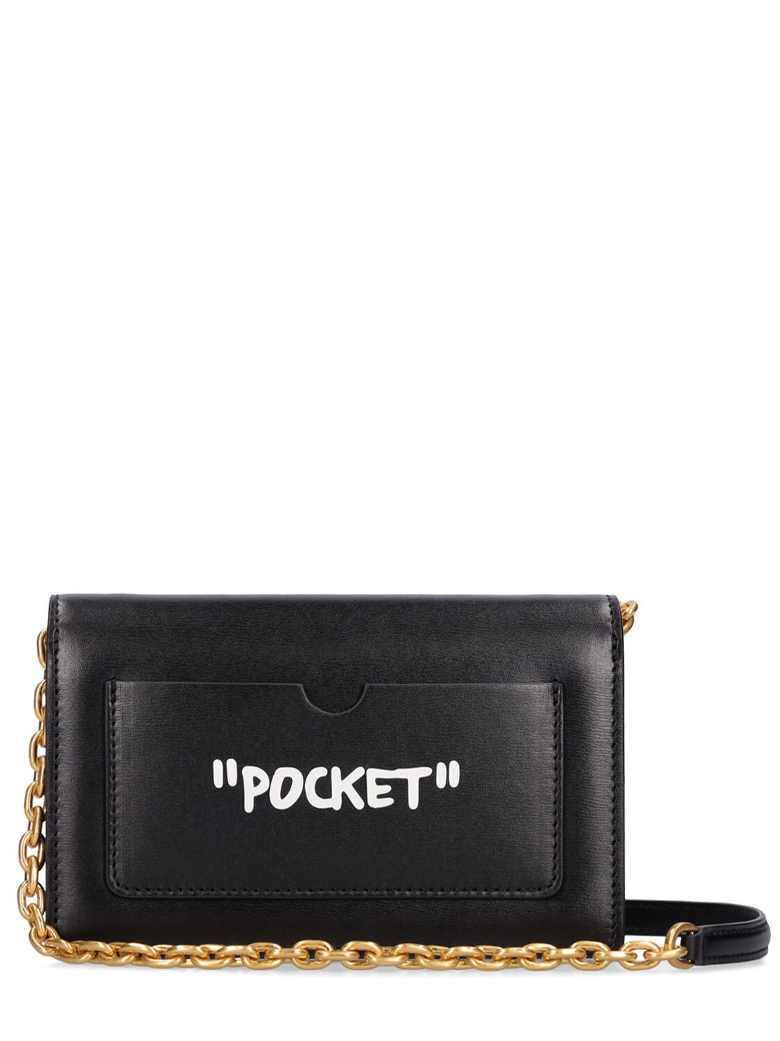 Shop Off-white Jitney 0.5 Leather Shoulder Bag W/ Quote In Black