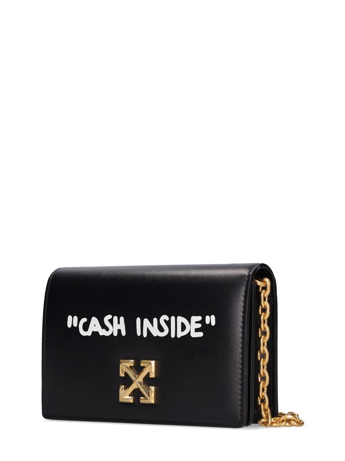 Shop Off-white Jitney 0.5 Leather Shoulder Bag W/ Quote In Black