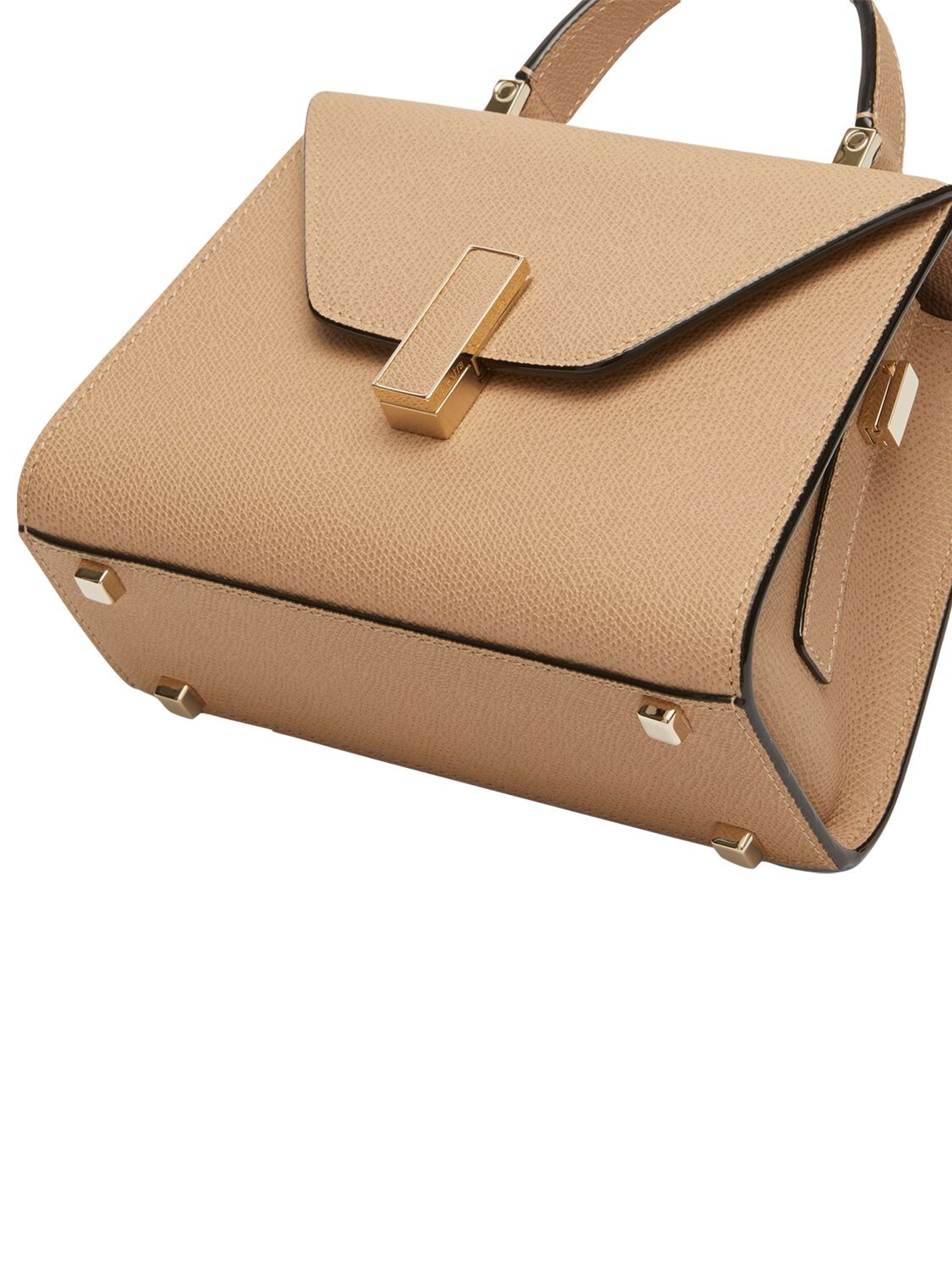 Shop Valextra Micro Iside Grain Leather Top Handle Bag In Beige Cachemire