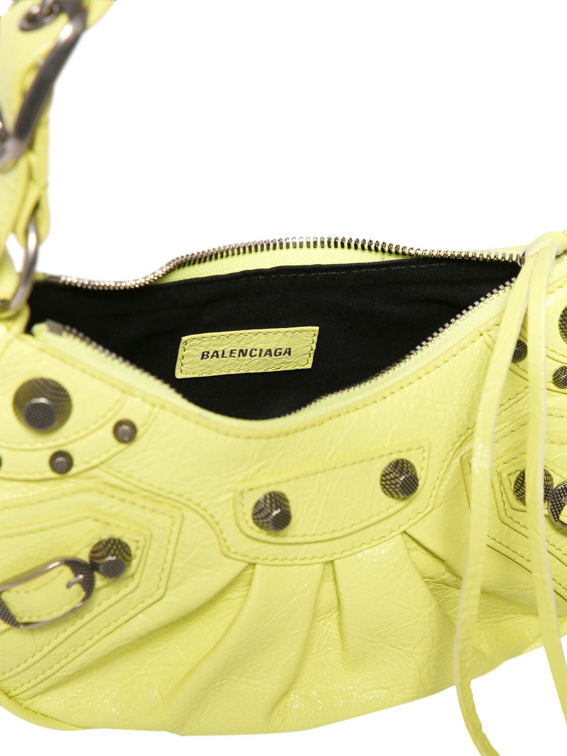 Shop Balenciaga Xs Le Cagole Leather Shoulder Bag In Lime Green