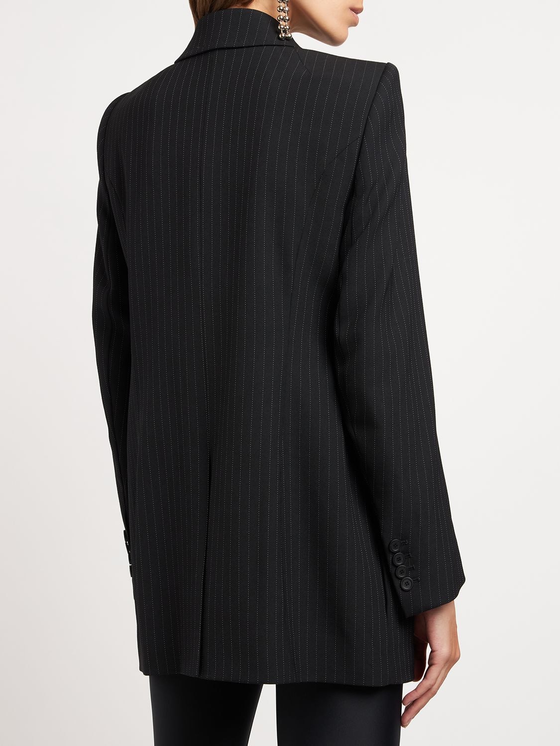 Shop Balenciaga Hourglass Wool Jacket In Black,white