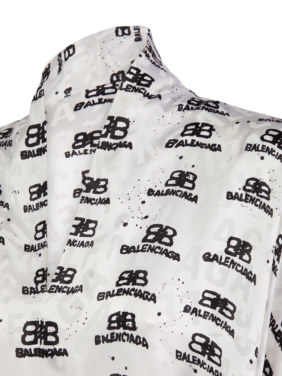 Shop Balenciaga Oversize Silk Dress In White,black