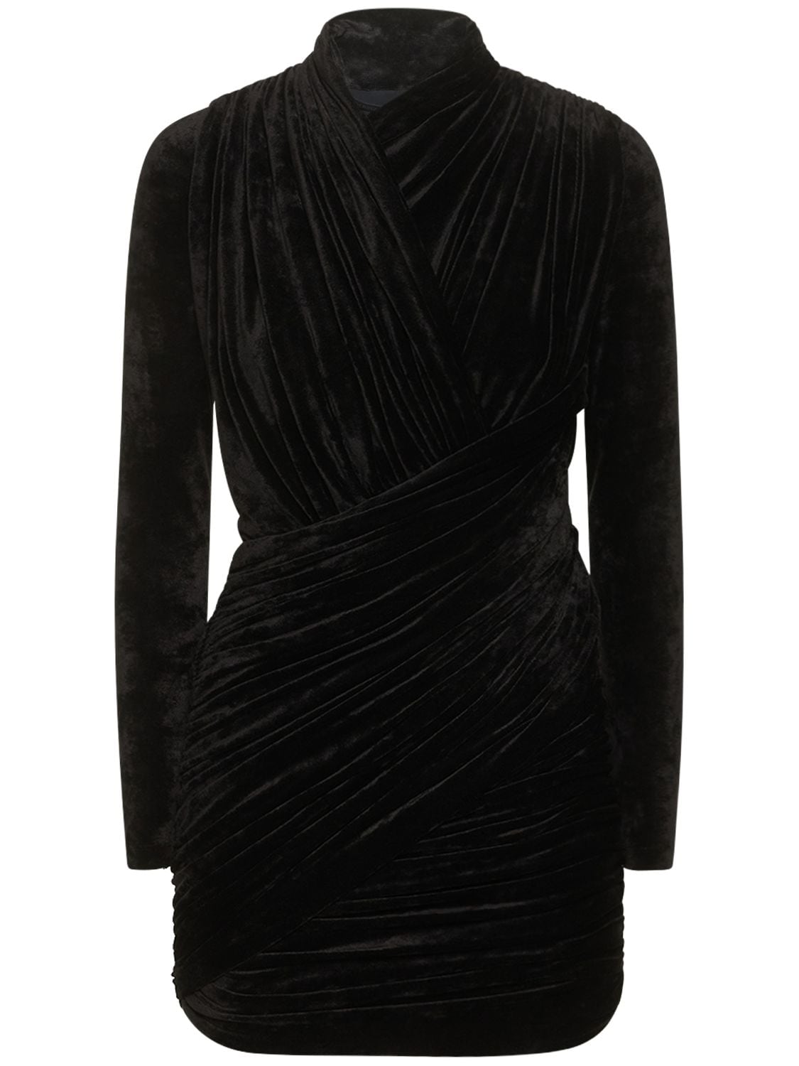 Balenciaga Velvet Draped Mini Dress In Black | ModeSens