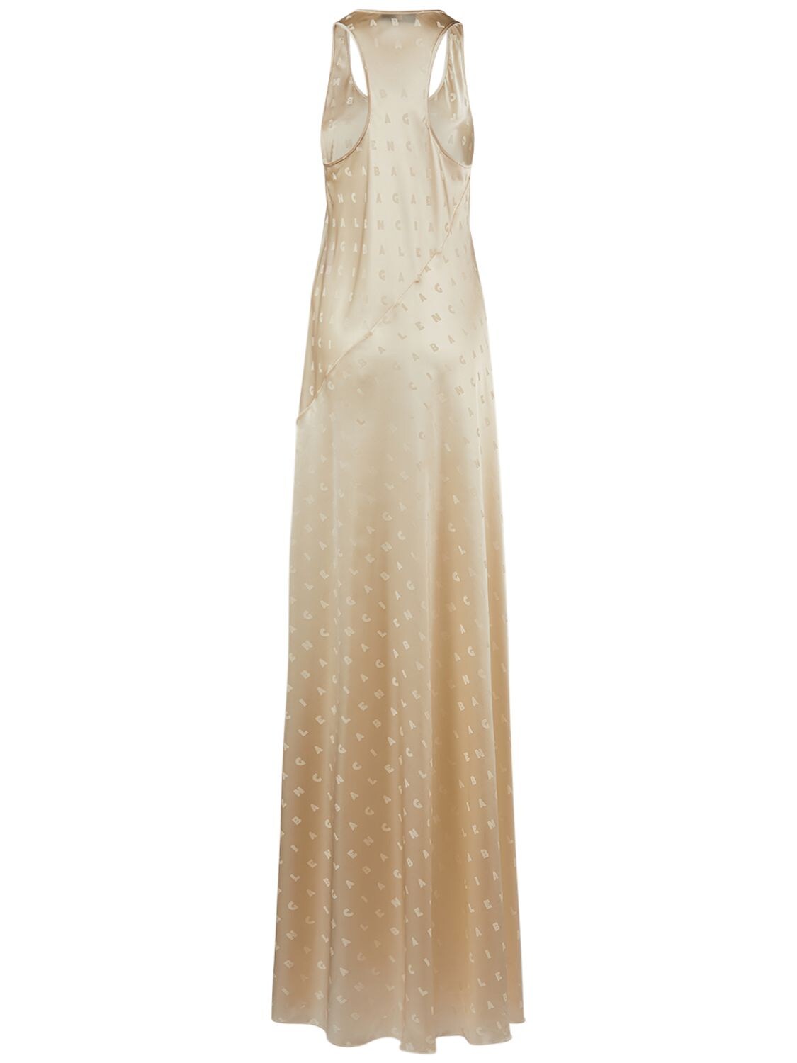 Shop Balenciaga Racer Back Viscose Gown In Ivory