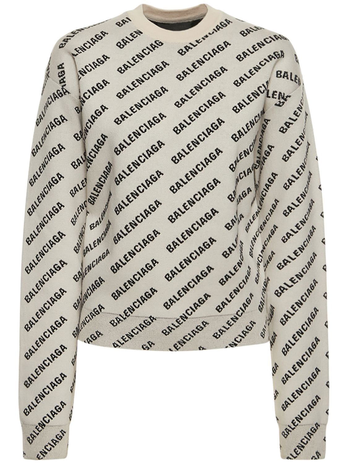 All-over Logo Cotton Blend Sweatshirt – WOMEN > CLOTHING > KNITWEAR