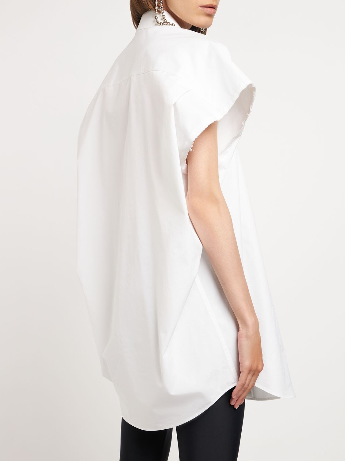 Shop Balenciaga Oversize Cotton Poplin Shirt In White