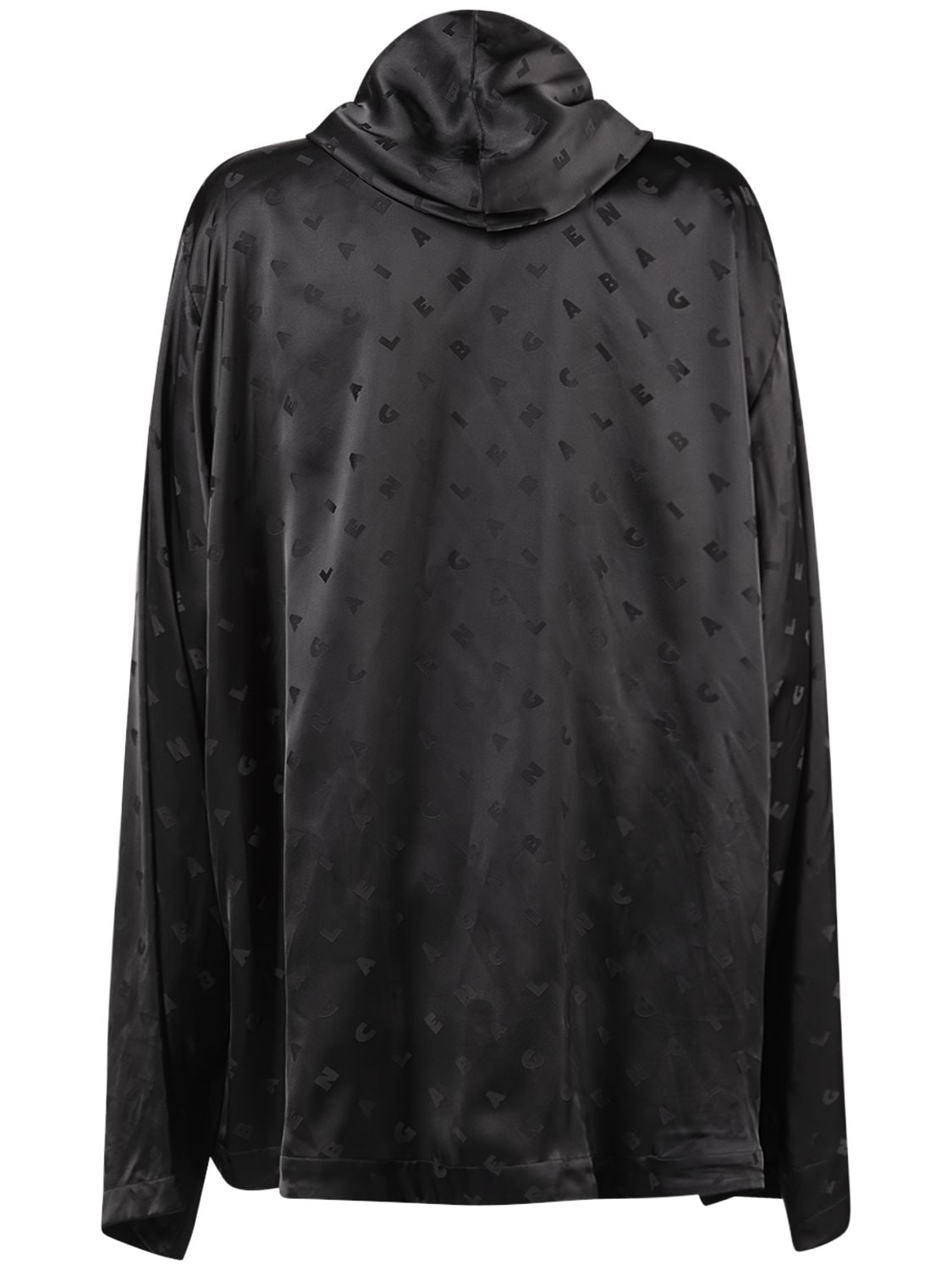 Shop Balenciaga Hooded Viscose Shirt In Black