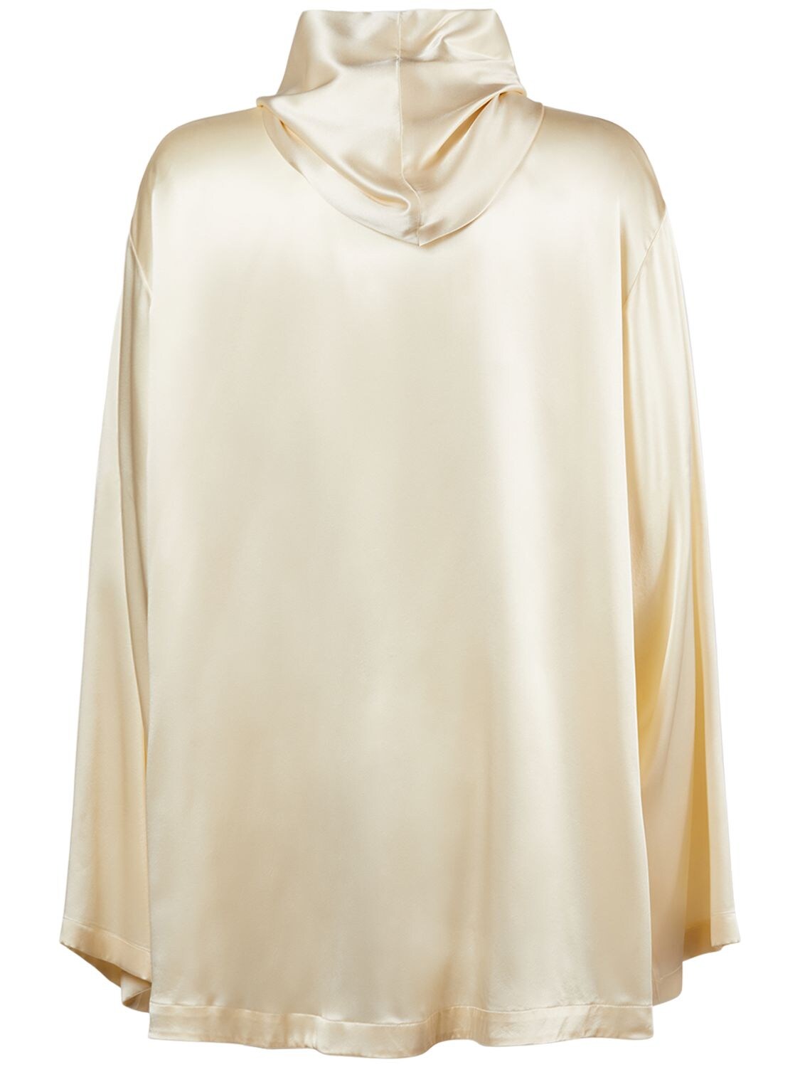 Shop Balenciaga Hooded Silk Shirt In Ivory
