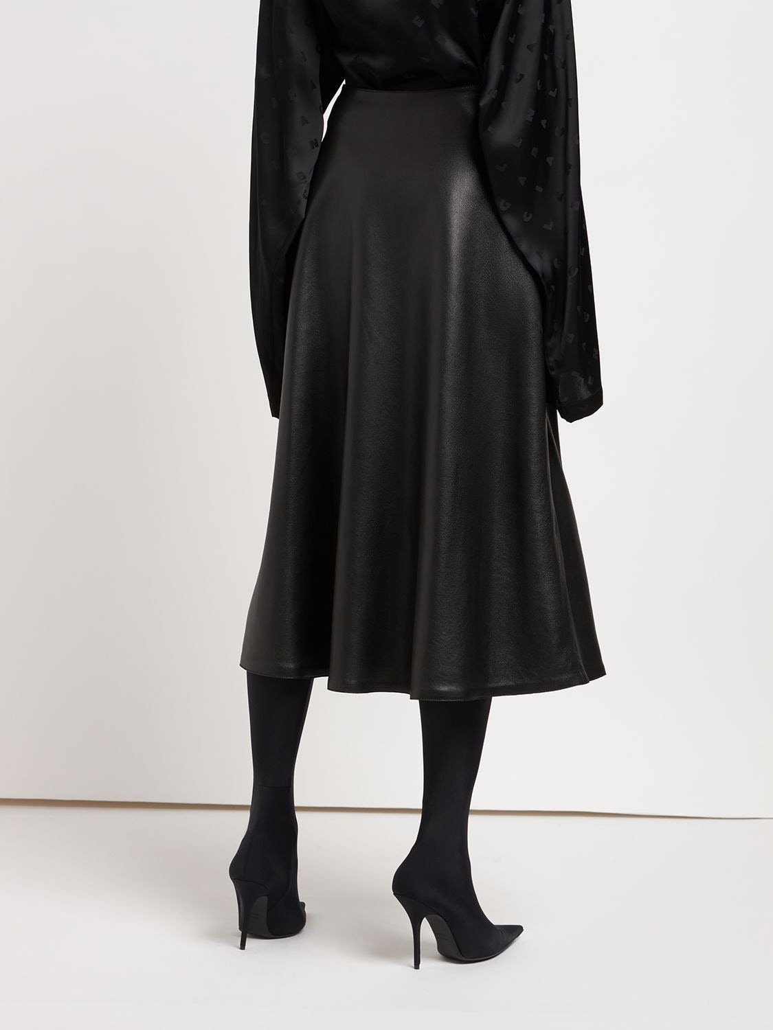 Shop Balenciaga A-line Leather Skirt In Black