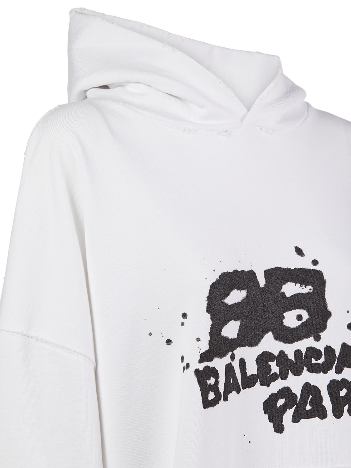 Shop Balenciaga Large Fit Cotton Hoodie In White,black