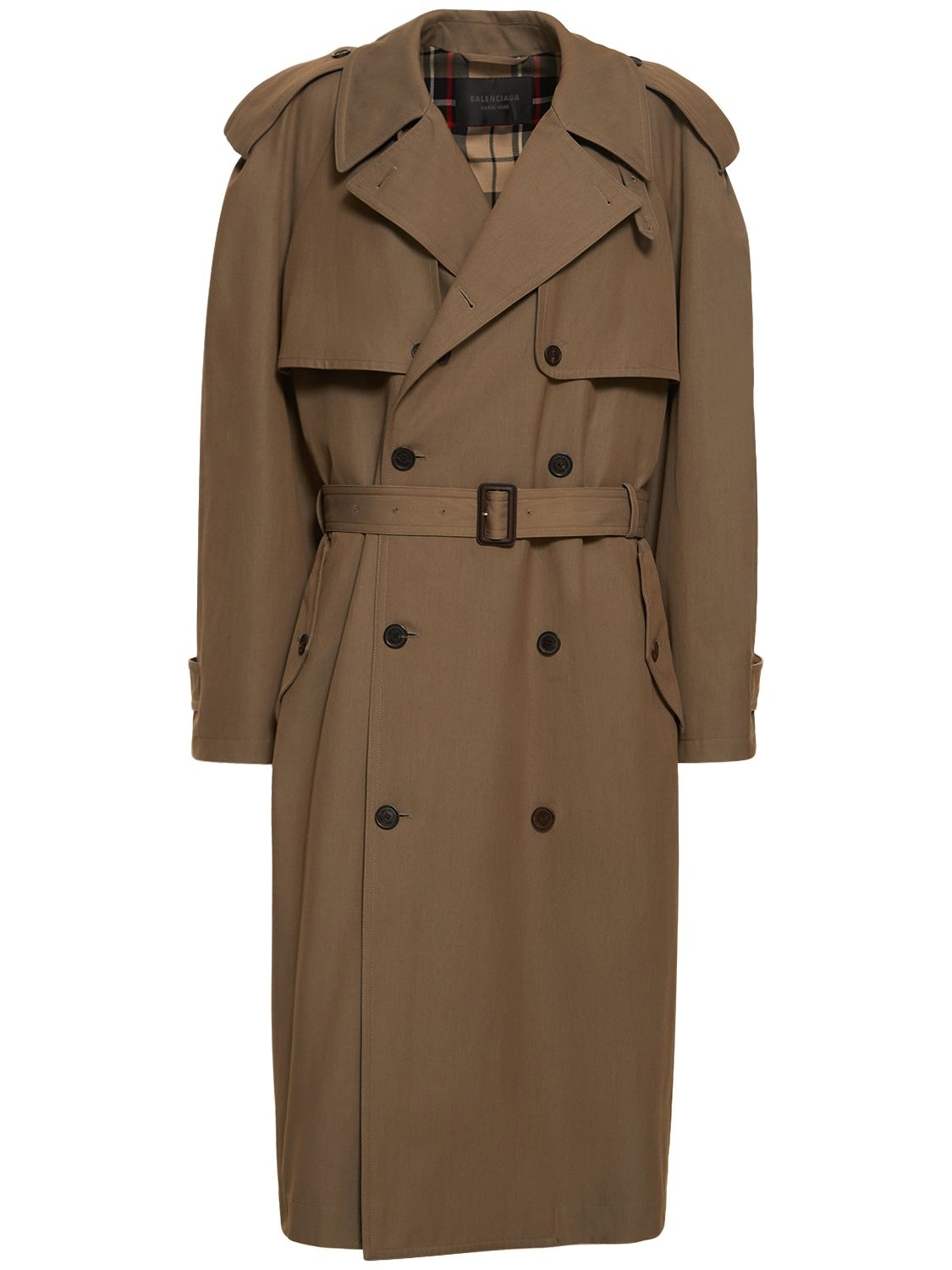 Balenciaga Oversized Wool & Cotton Trench Coat In Beige
