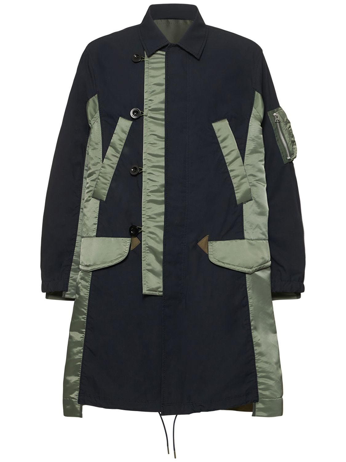 Sacai - Military coat - Navy Khaki | Luisaviaroma