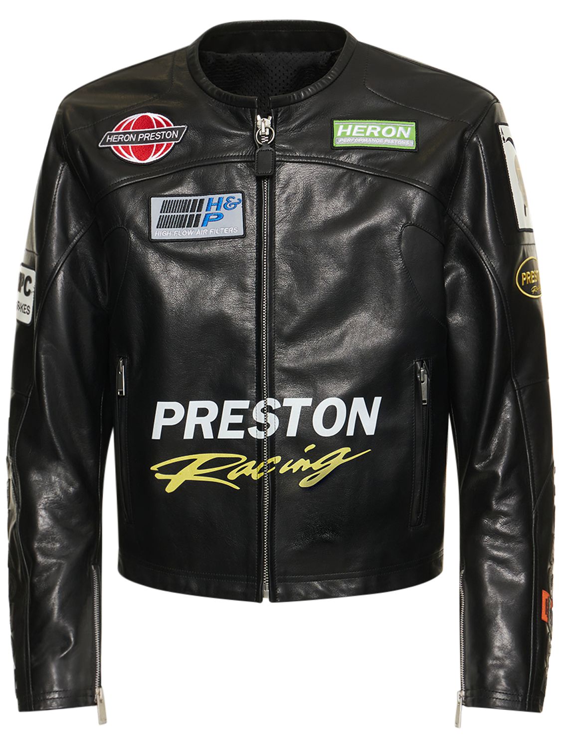 Heron Preston Moto Leather Jacket In Black | ModeSens