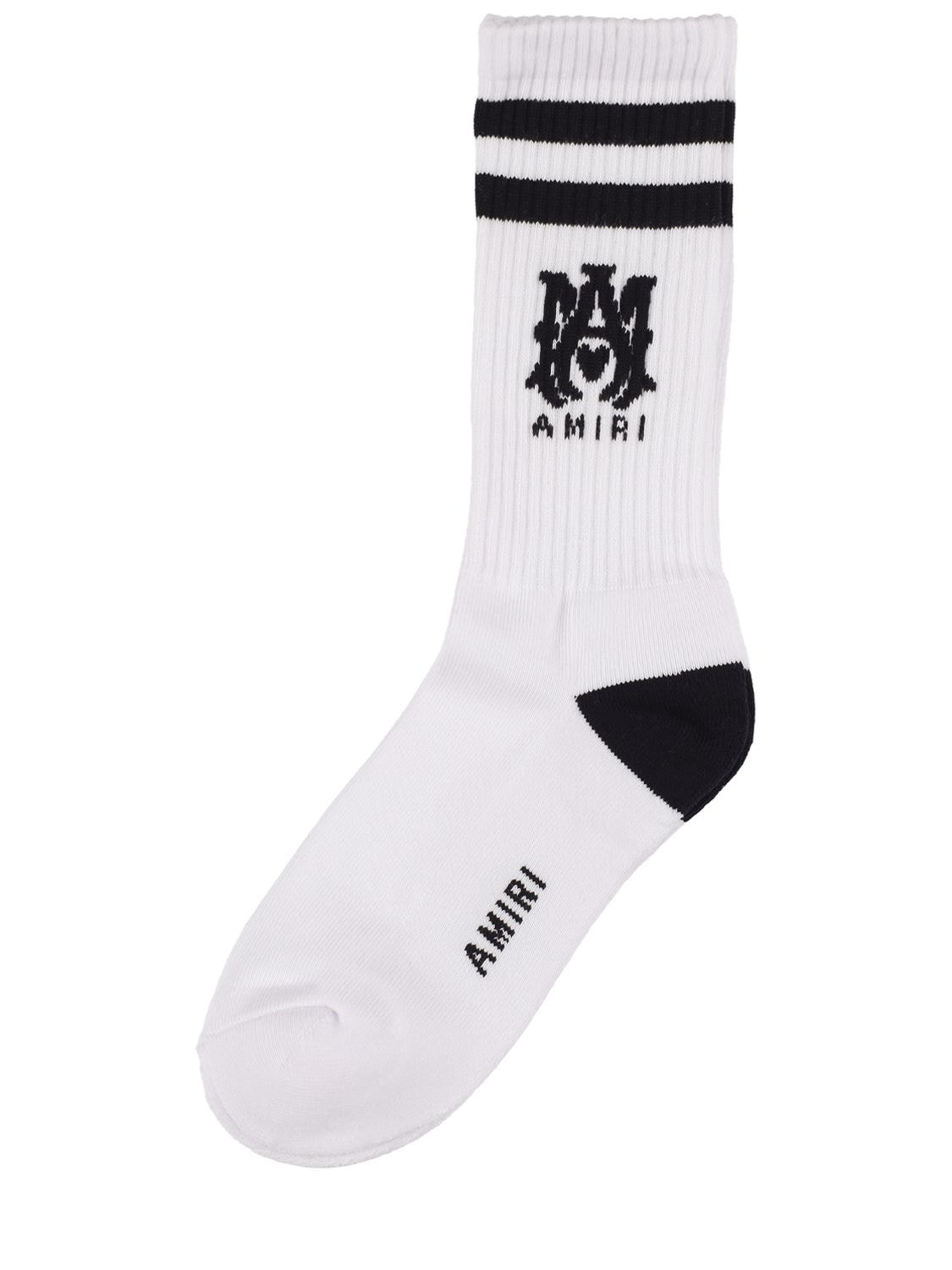 Shop Amiri Ribbed Athletic Socks In Black