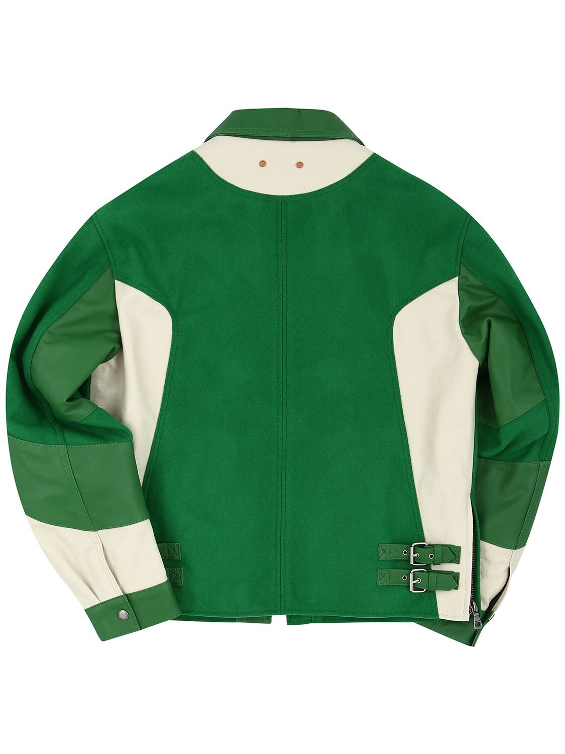 Andersson Bell Motorcycle Leather Varsity Jacket in Green