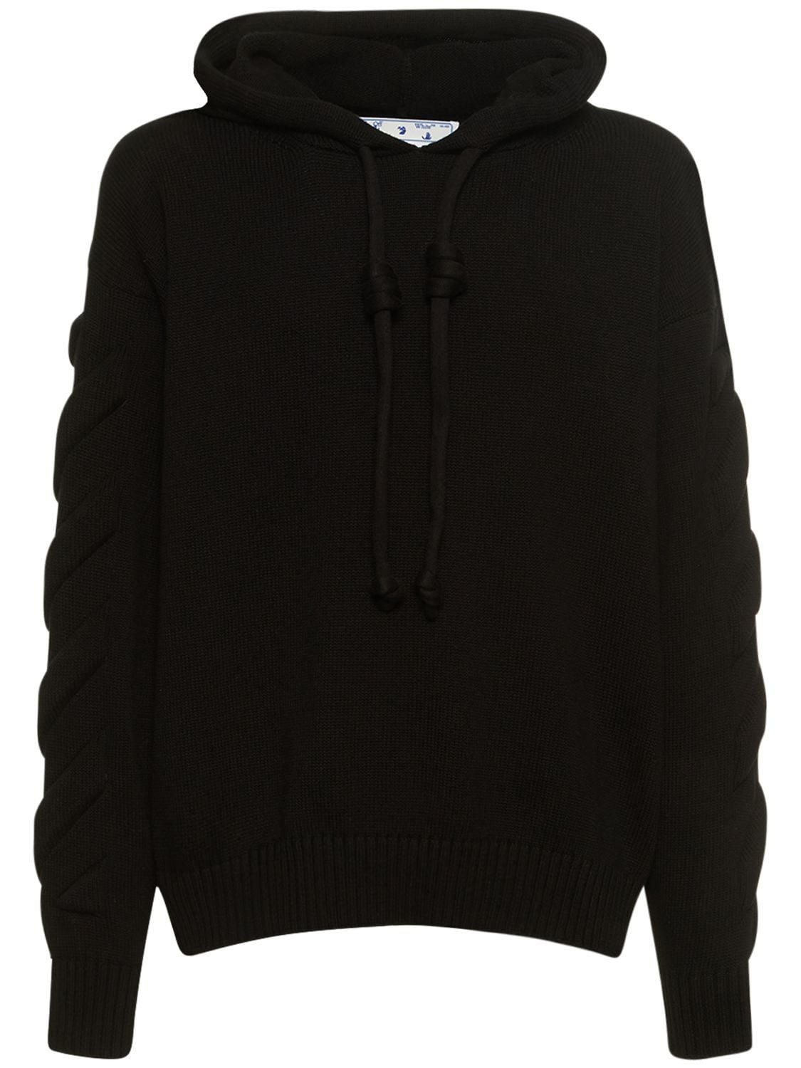 OFF-WHITE 3D DIAGONAL COTTON KNIT HOODIE 