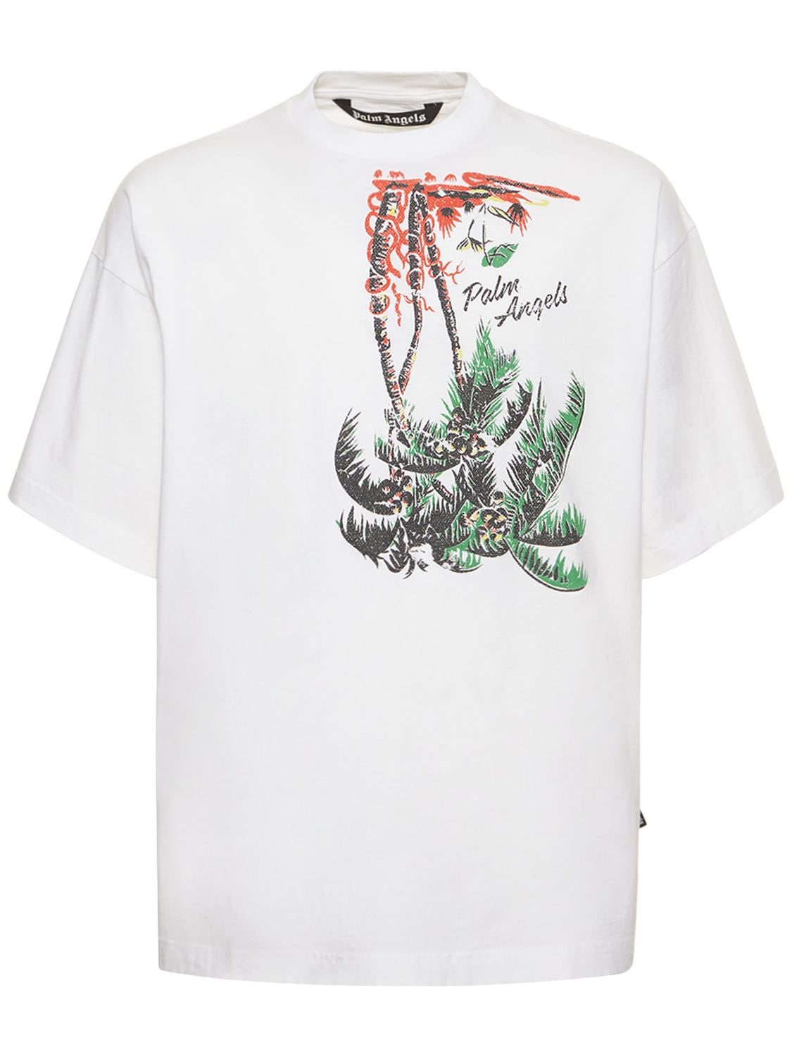 Palm Angels White Oversized Upsidedown Palm Tree T-shirt for Men