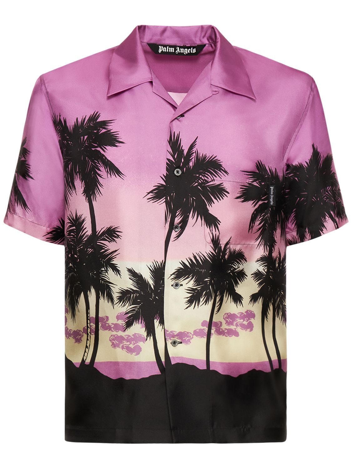 Pink Sunset Silk Bowling Shirt