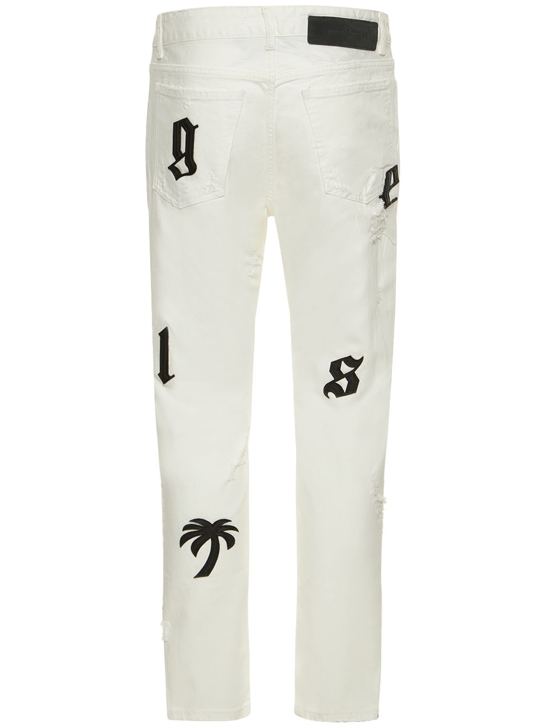 Shop Palm Angels Bull Logo Patch Jeans In White