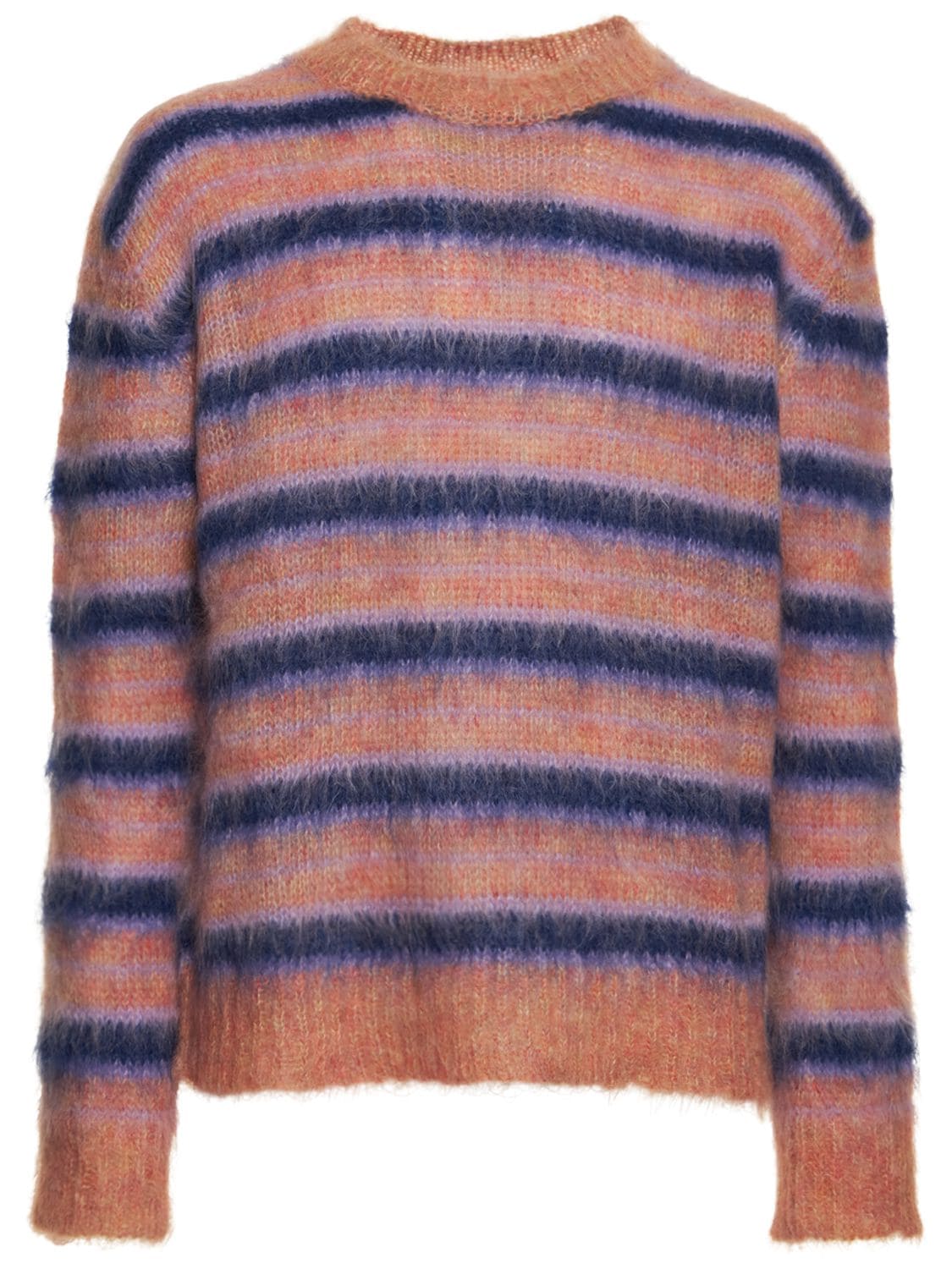 Marni Striped Mohair Blend Sweater In Pink