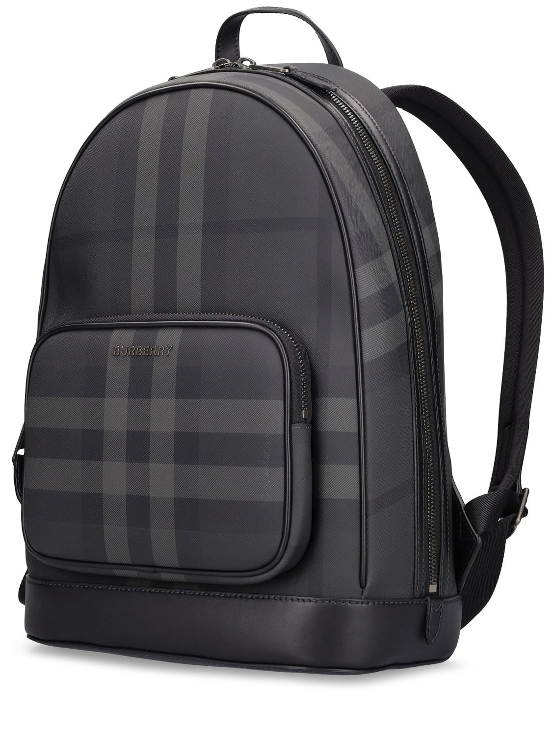 Shop Burberry Check E-canvas Backpack In Charcoal