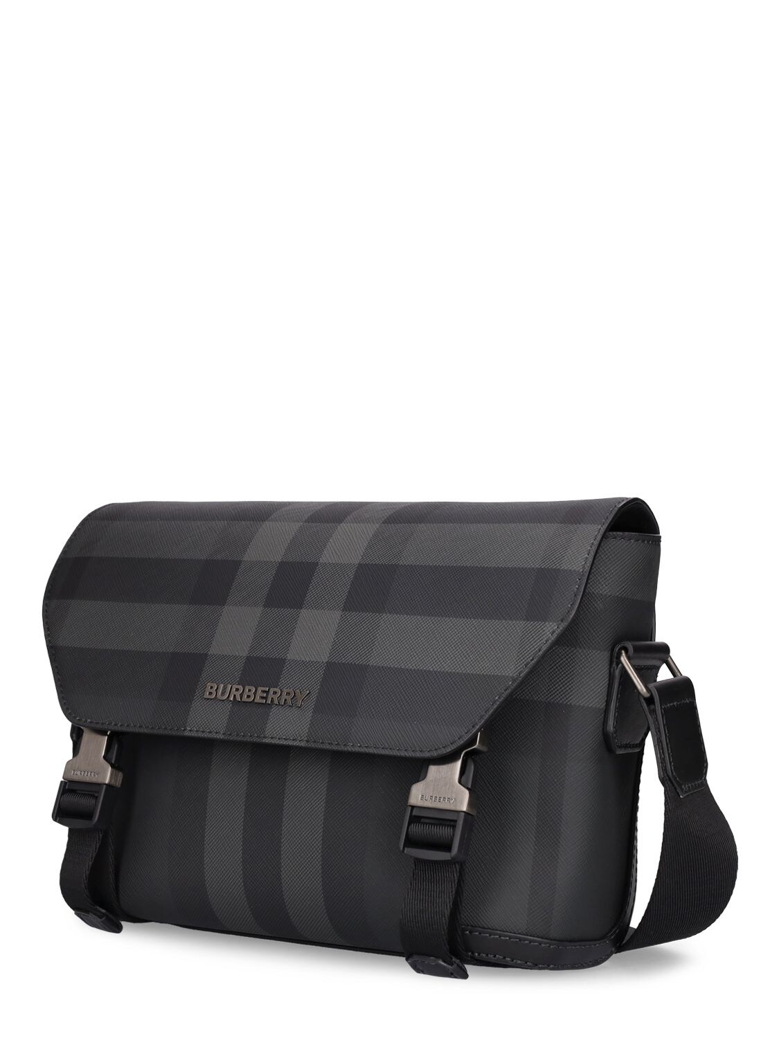 Shop Burberry Small Crossbody Messenger In Charcoal
