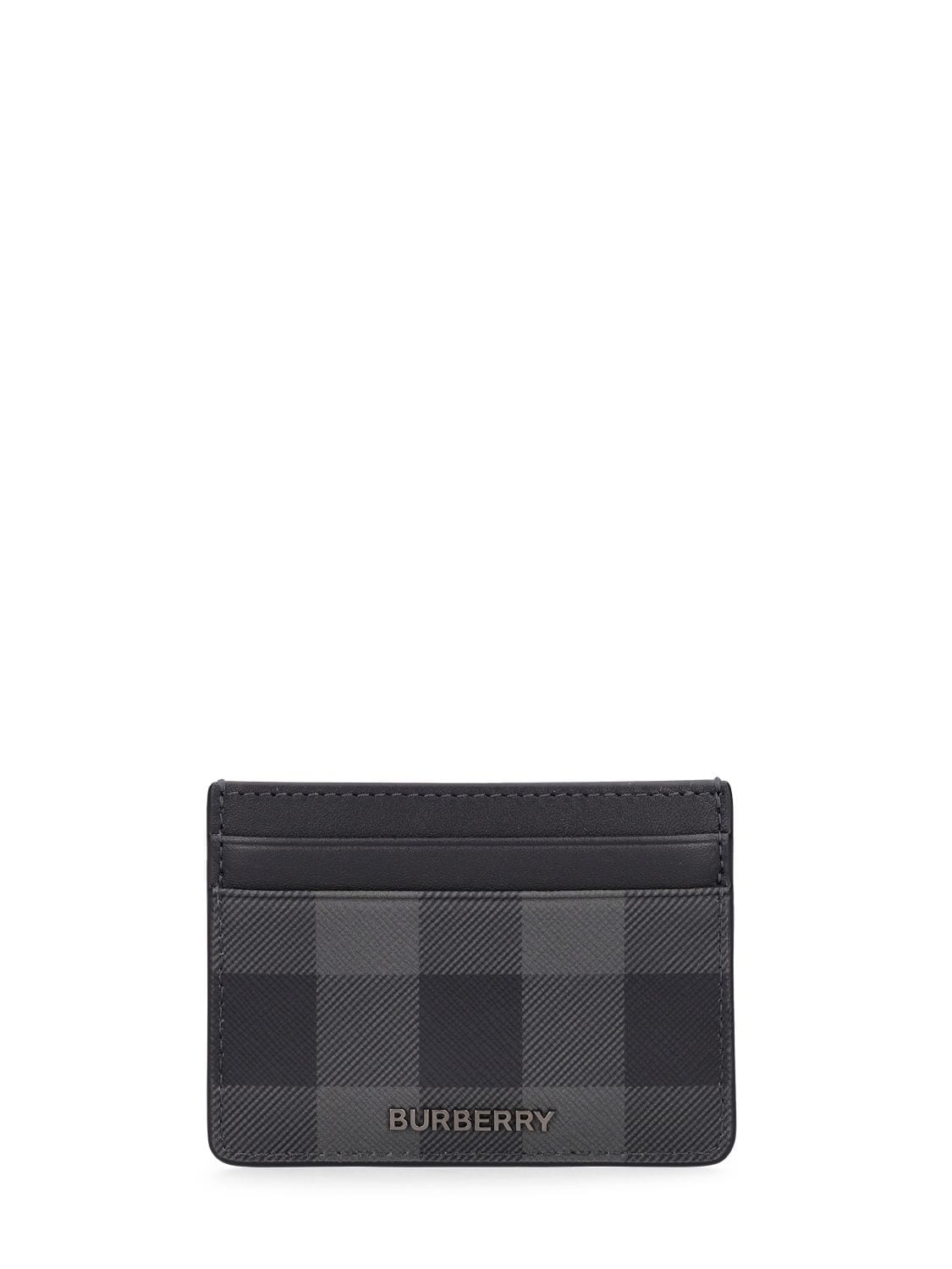 Burberry Sandon Checked Card Holder In Charcoal