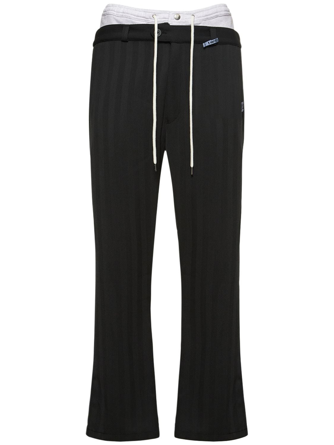 Miharayasuhiro Double-waist Herringbone Pants In Black