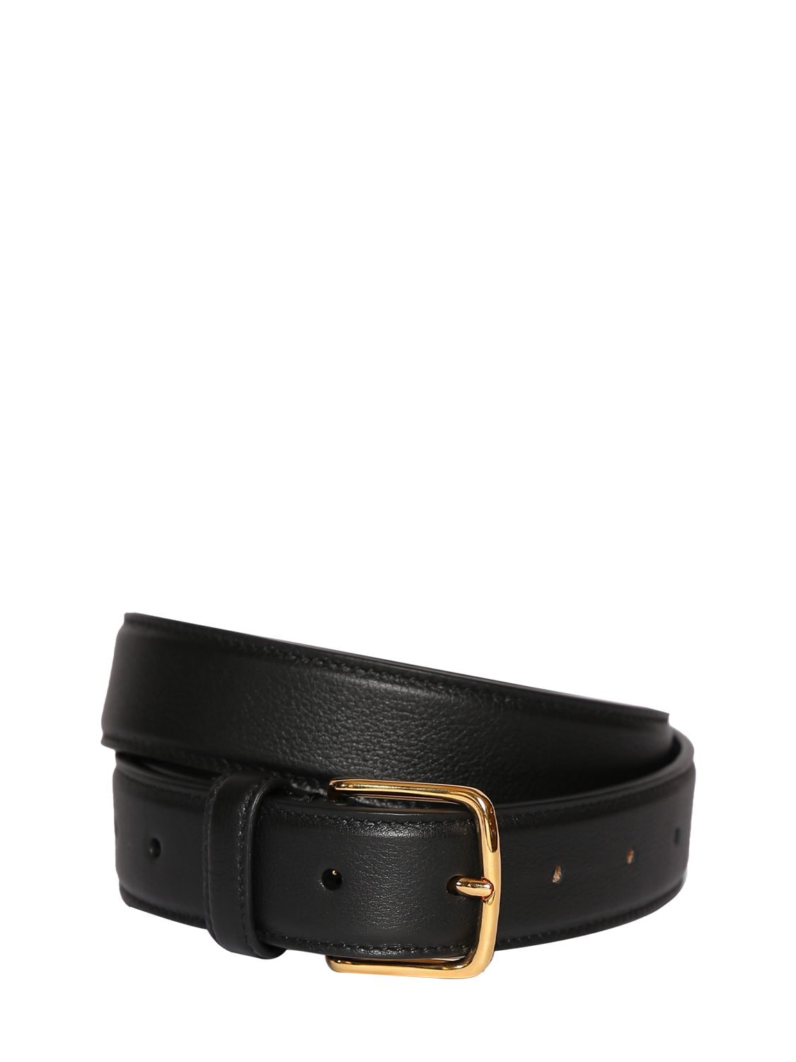 The Row Classic Calf Leather Belt In Black | ModeSens