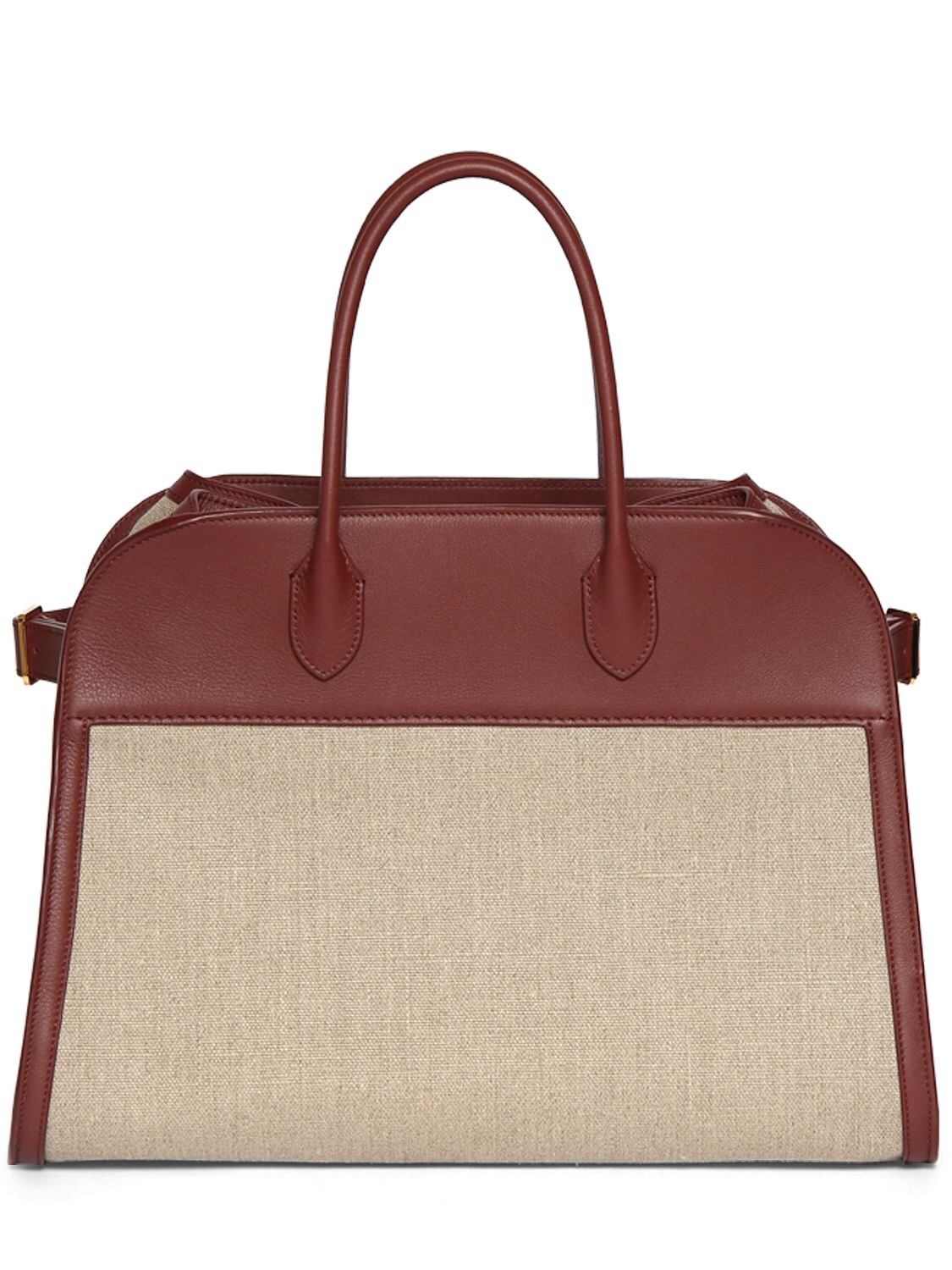 The Row Margaux 15 Top-Handle Bag in Canvas and Leather